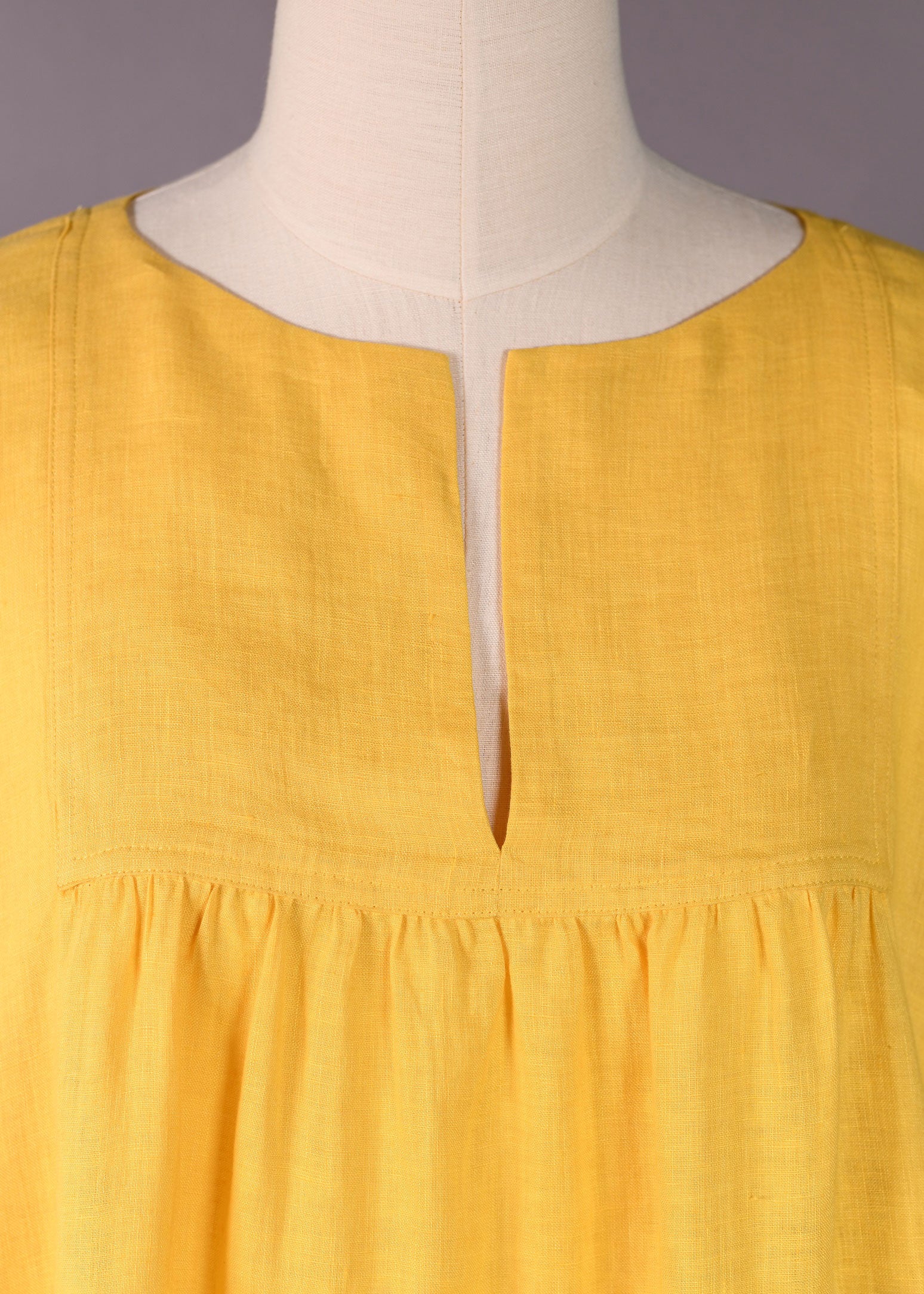 linen slit neck peasant smock - long plus