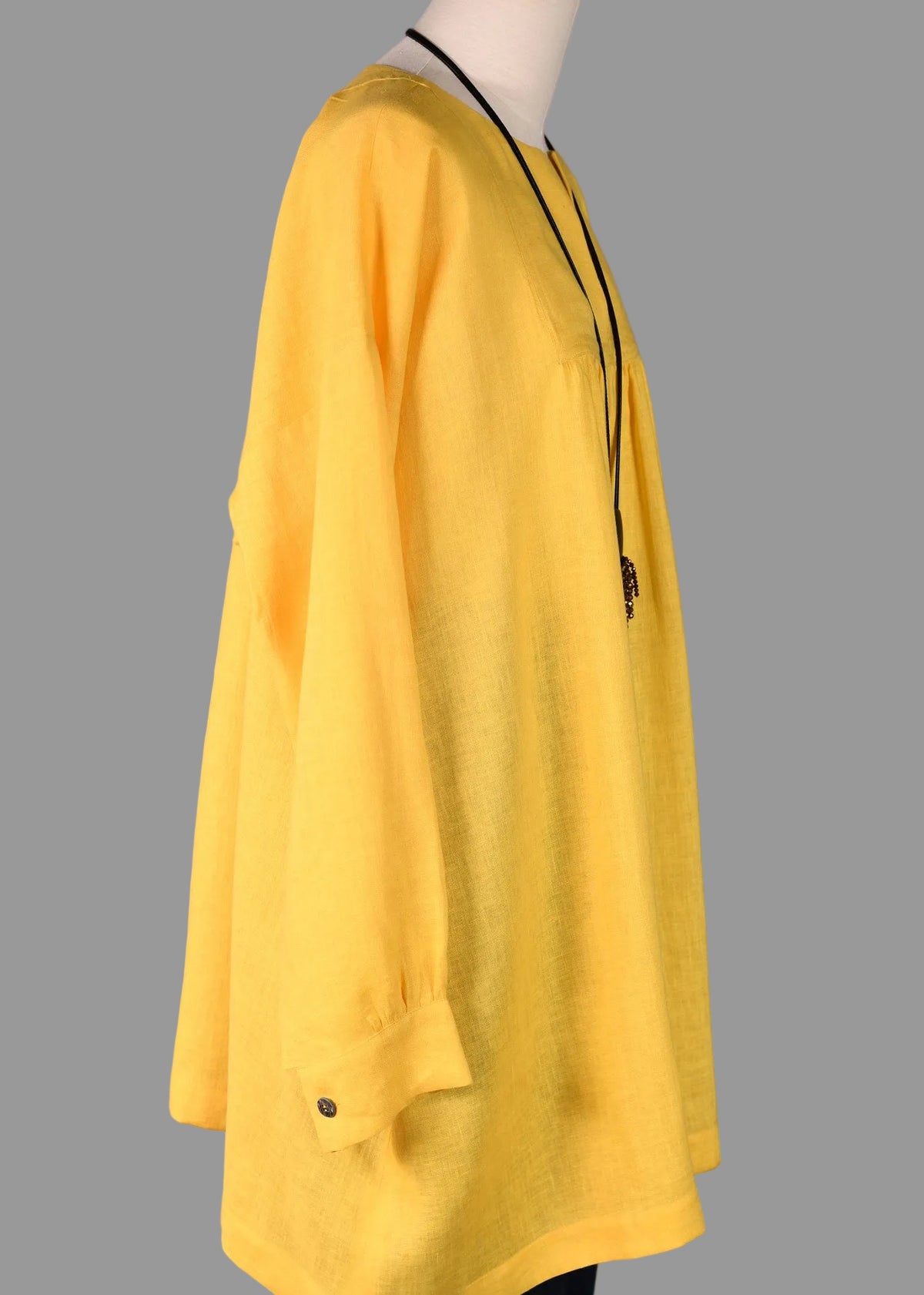 handkerchief linen slit neck peasant smock - long plus (sunshine)