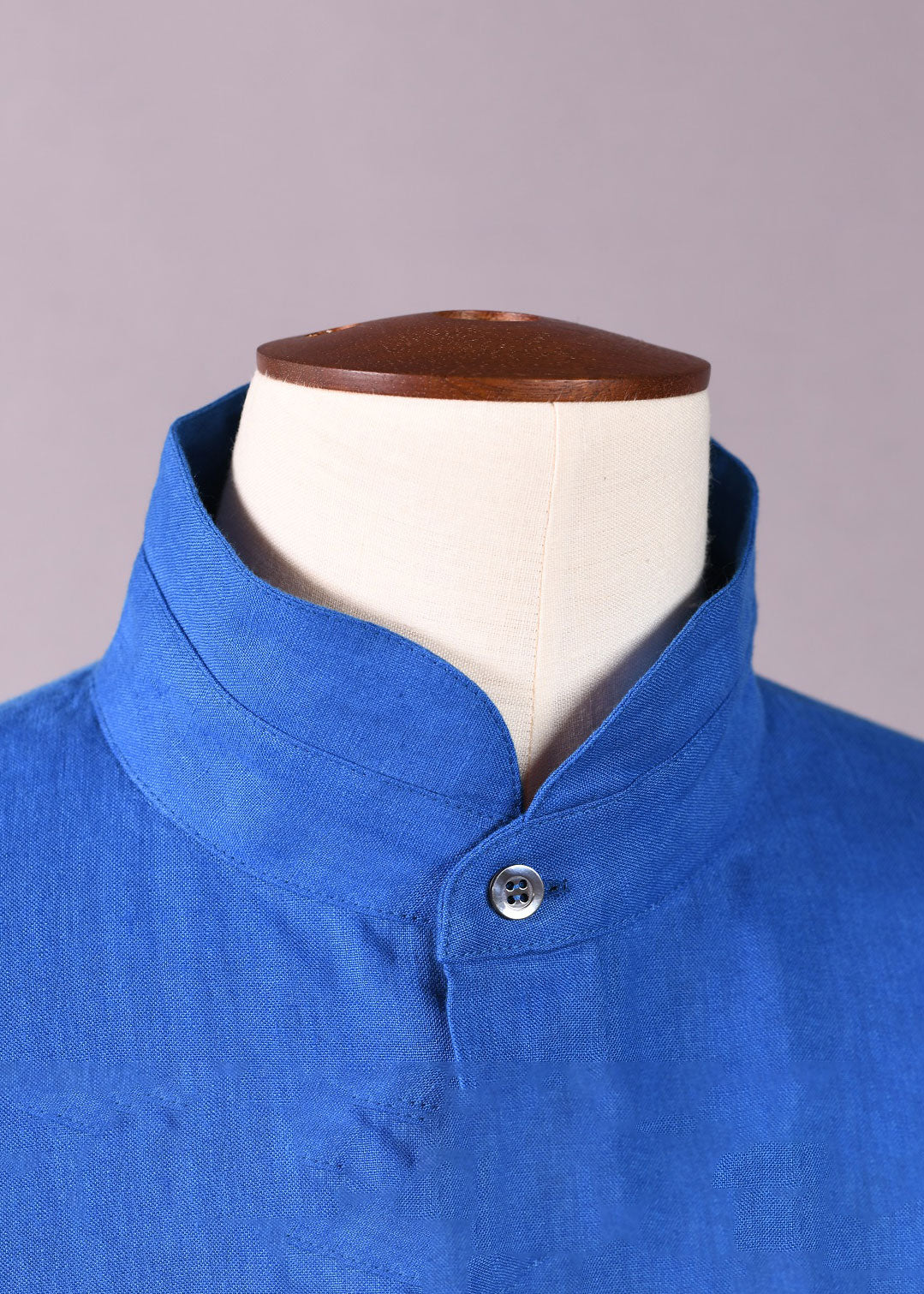linen angled-to-front side seam shirt - w/dbl std col-lg
