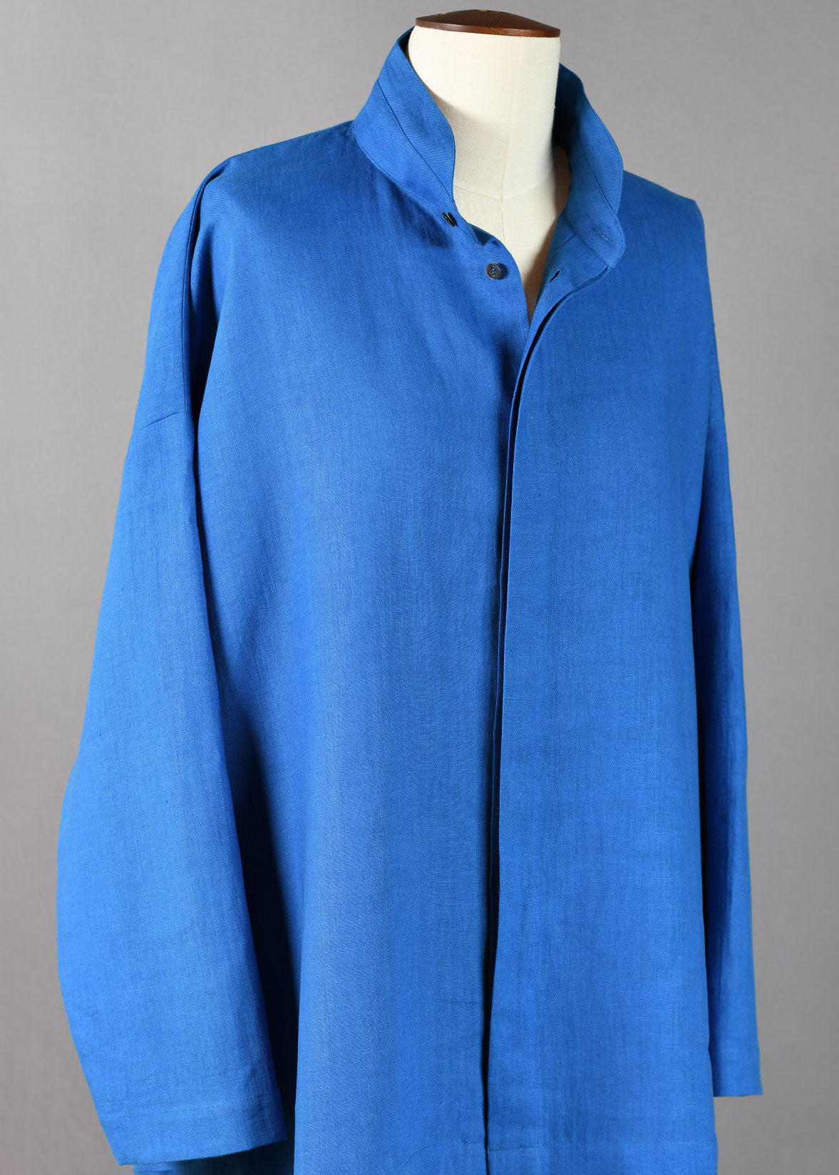 linen angled-to-front side seam shirt - w/dbl std col-lg