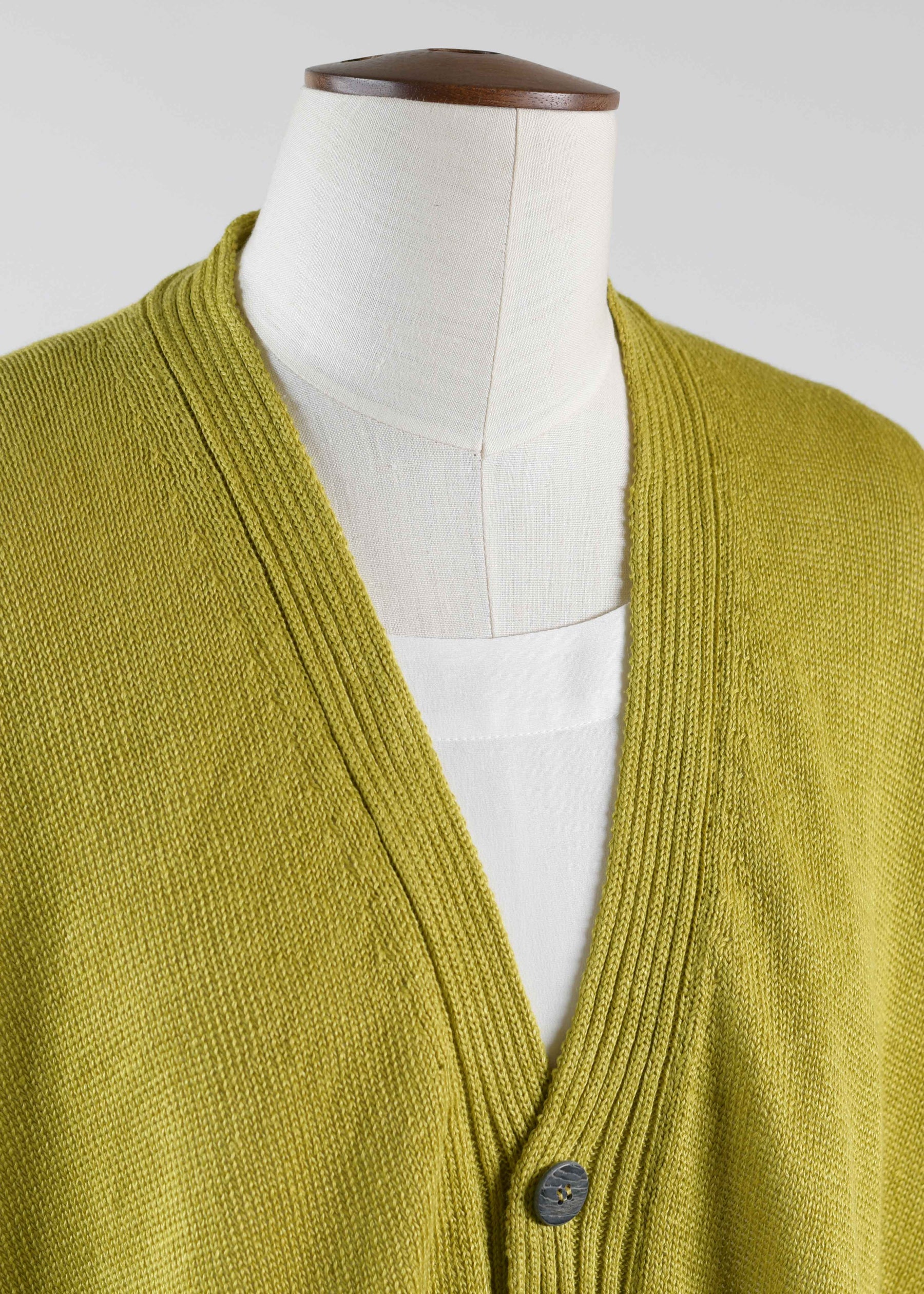 linen knitted v neck cardigan - mid