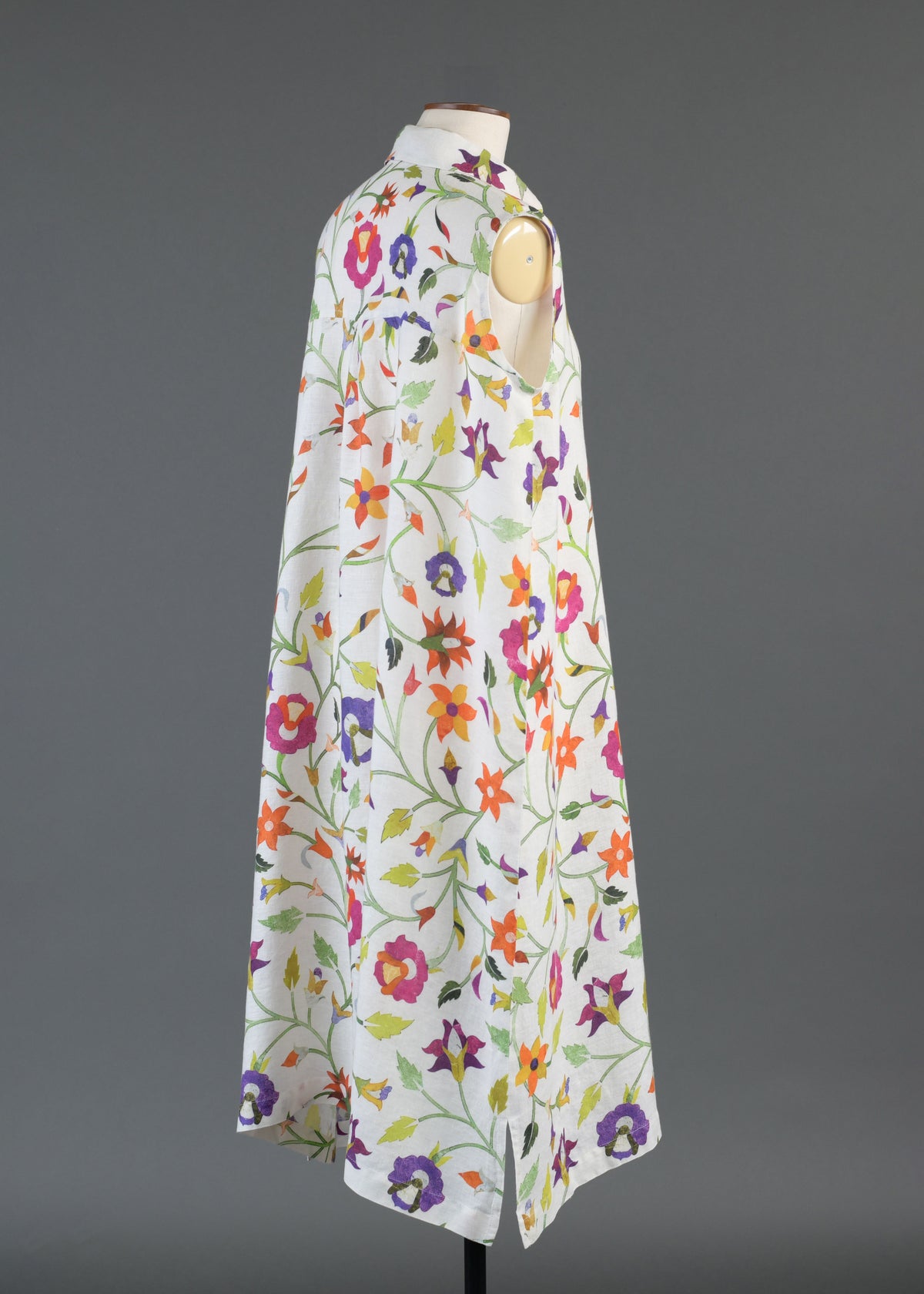 linen slim a-line sleeveless shirt dress with collar