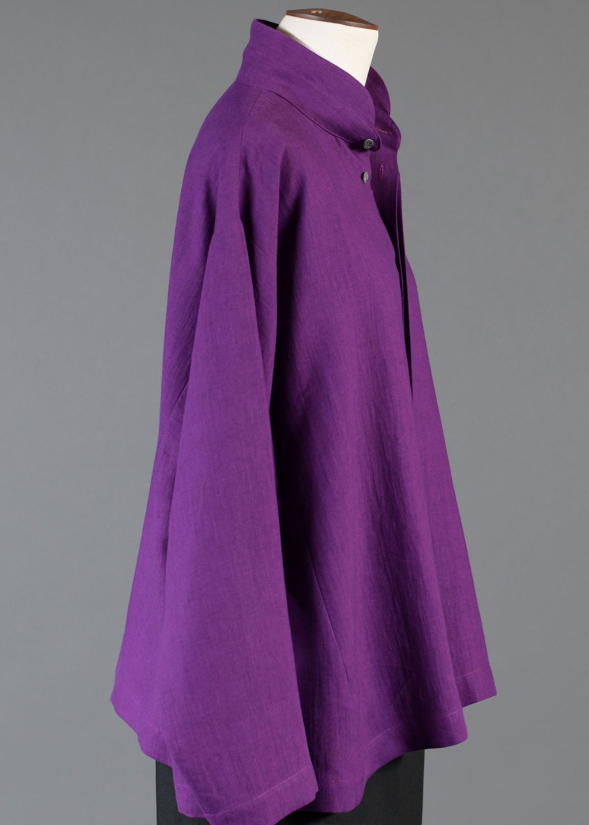 linen side panelled shirt w/dbl stand col - mid plus