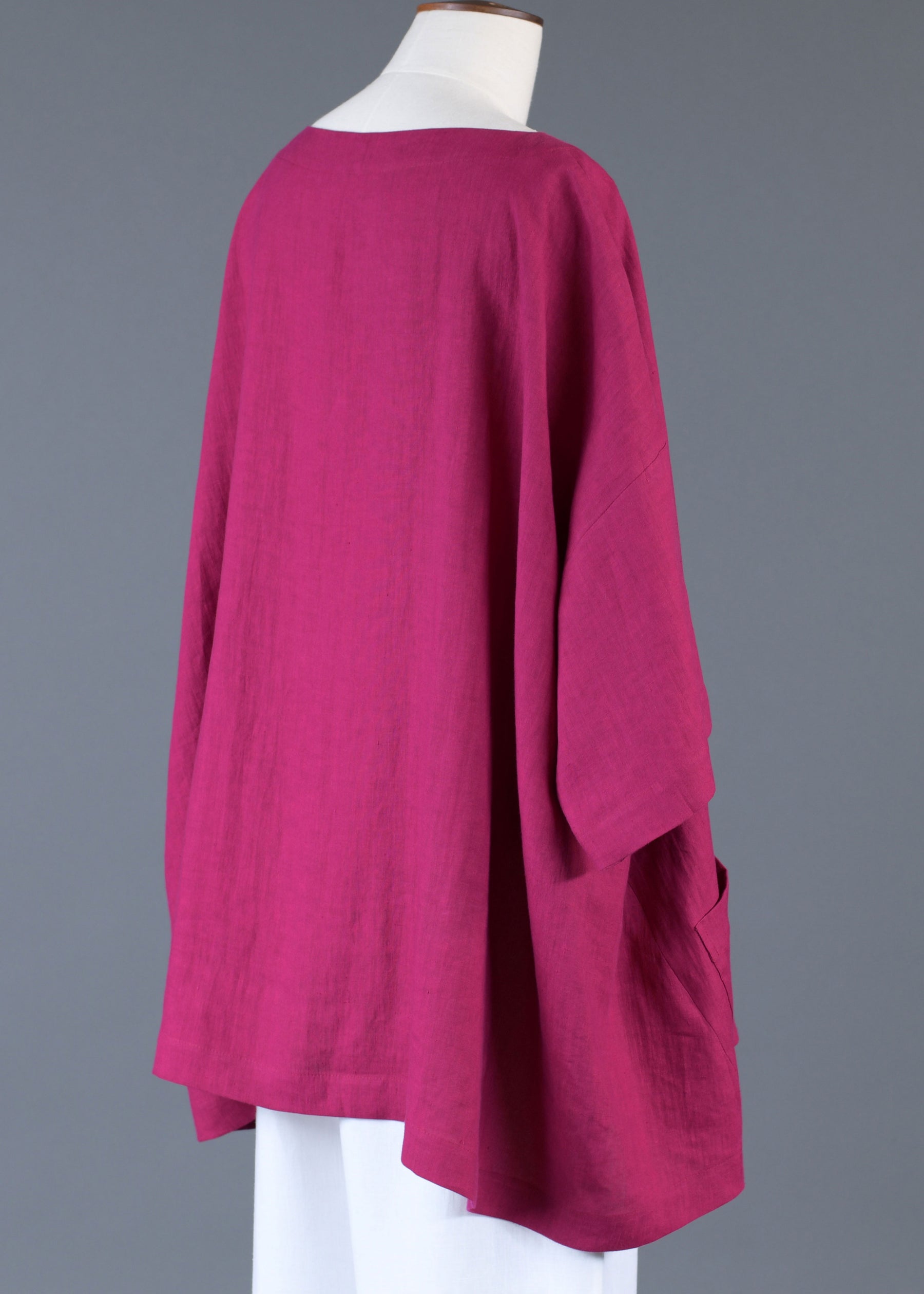 linen angle-to-front 3/4 slv scoop neck tunic - long