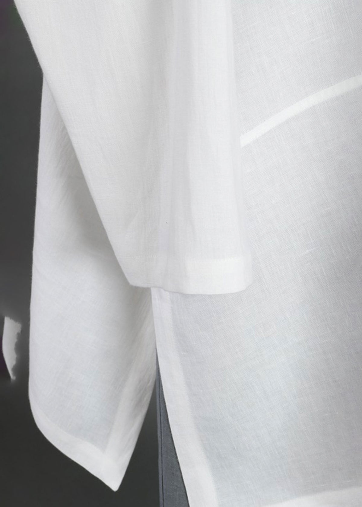 linen wide a-line scoop nk tunic w/side slit detail - lg