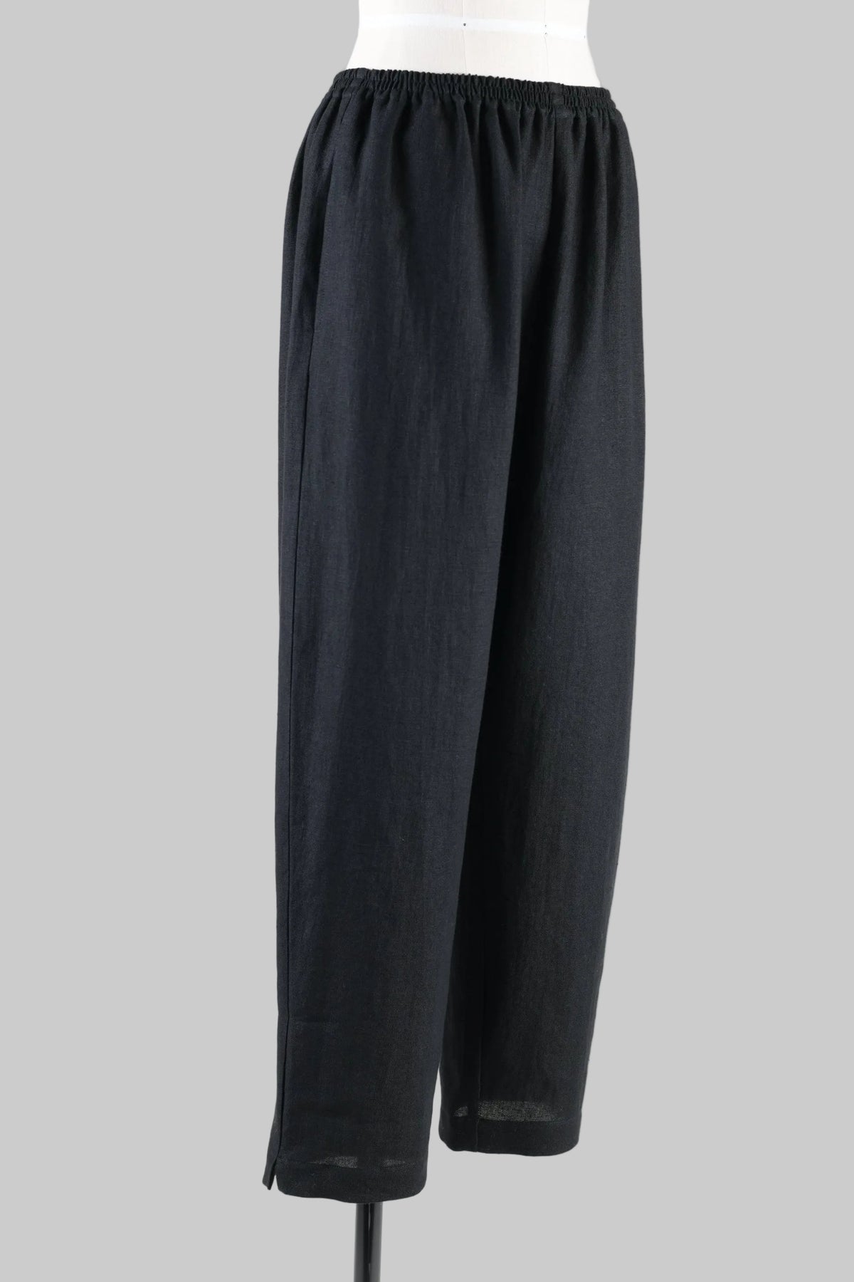 linen longer japanese trouser with ankle slits (black)