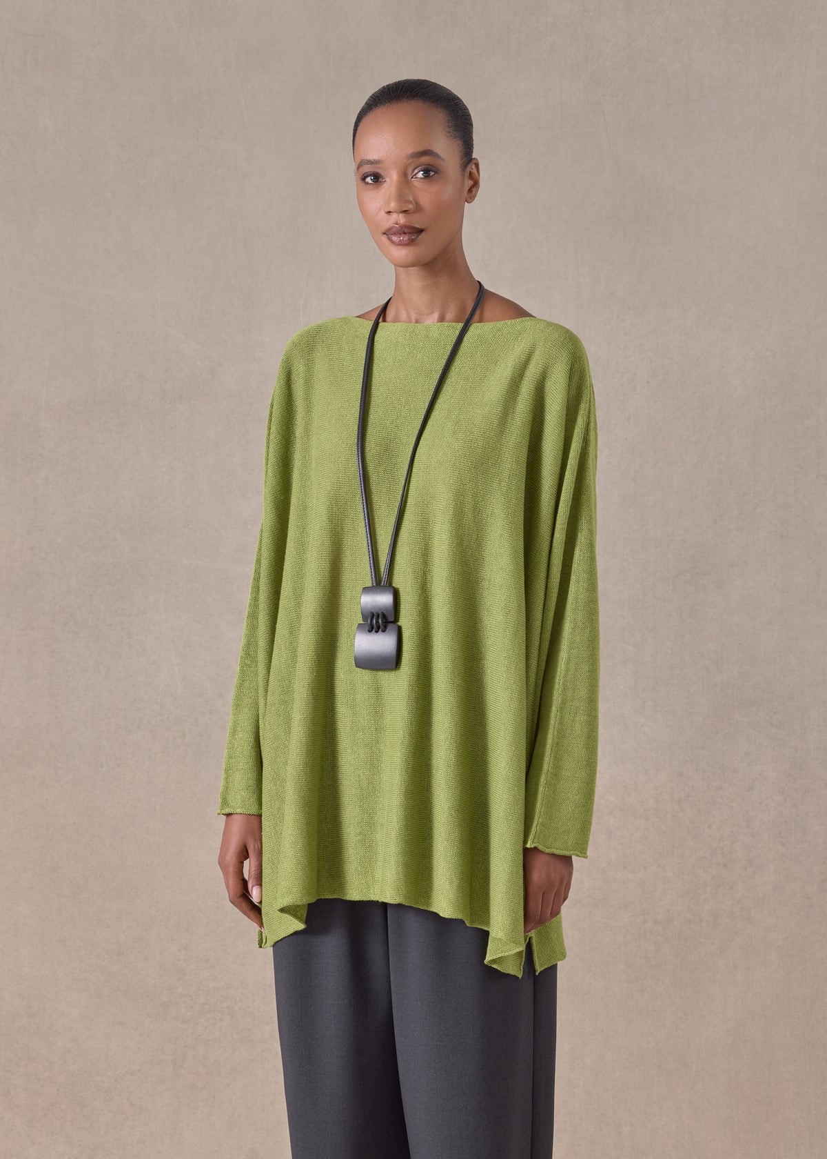 linen side ways knitted sweater - long