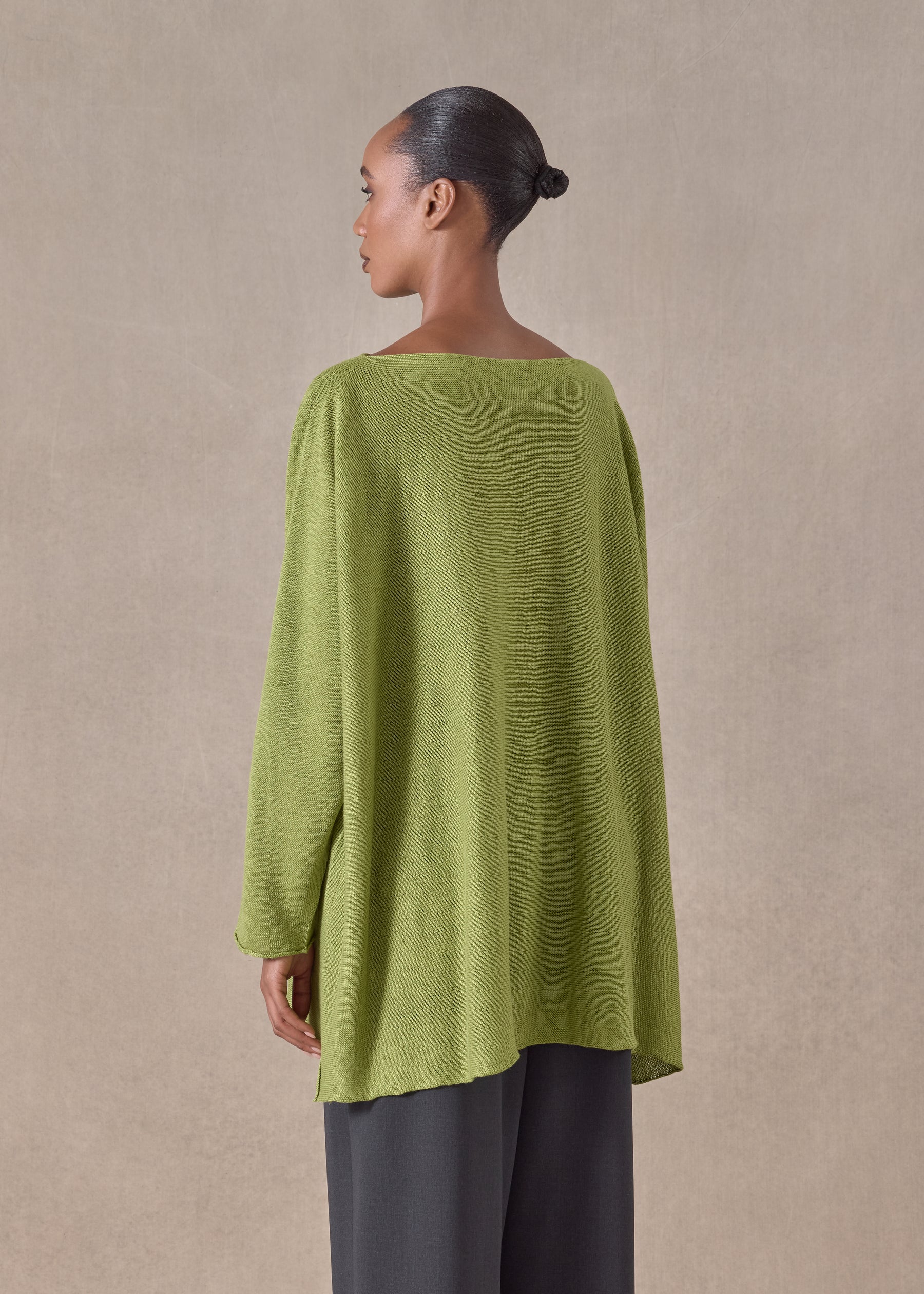 linen side ways knitted sweater - long