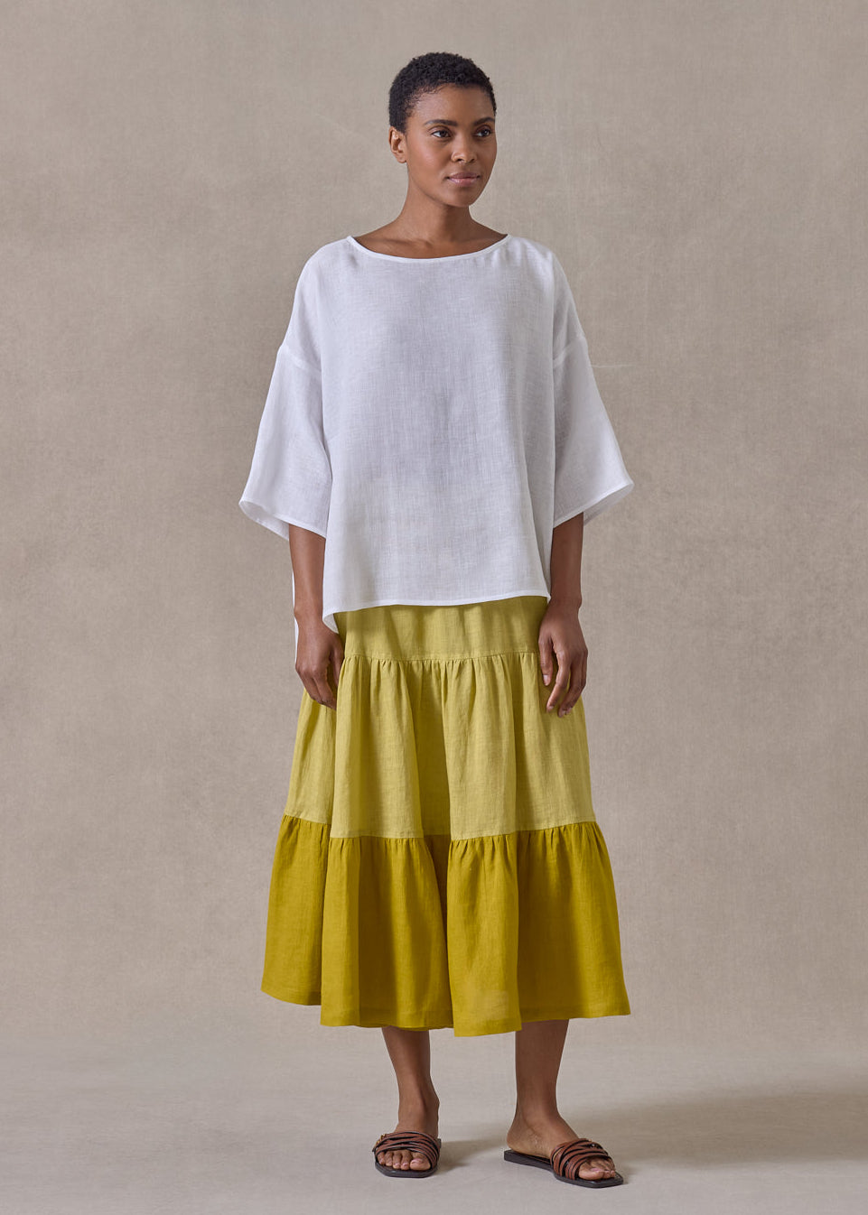 handkerchief linen two tone petticoat skirt (dijon mix)