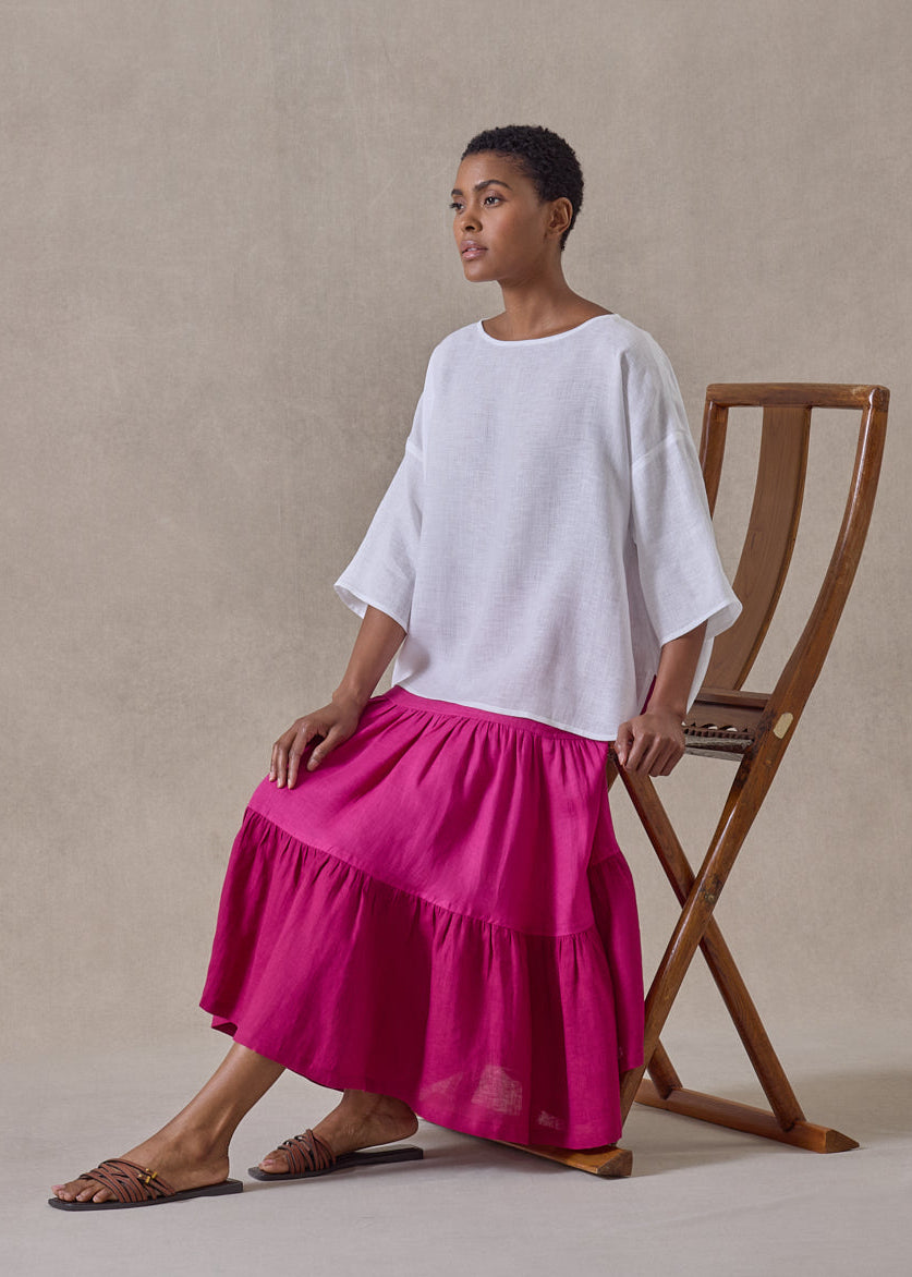 handkerchief linen two tone petticoat skirt in magenta mix (magenta mix)