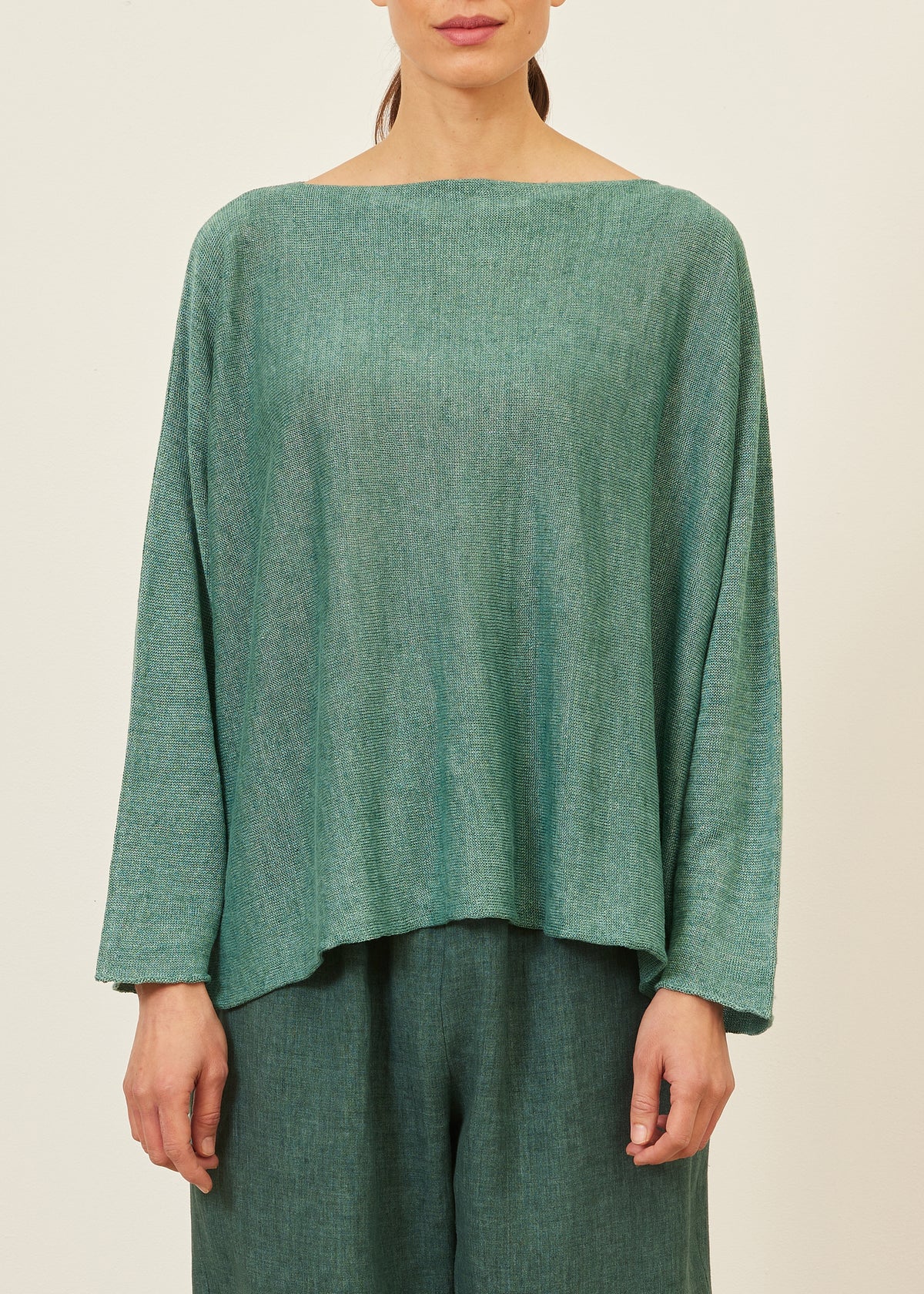 linen sideways knitted sweater - mid