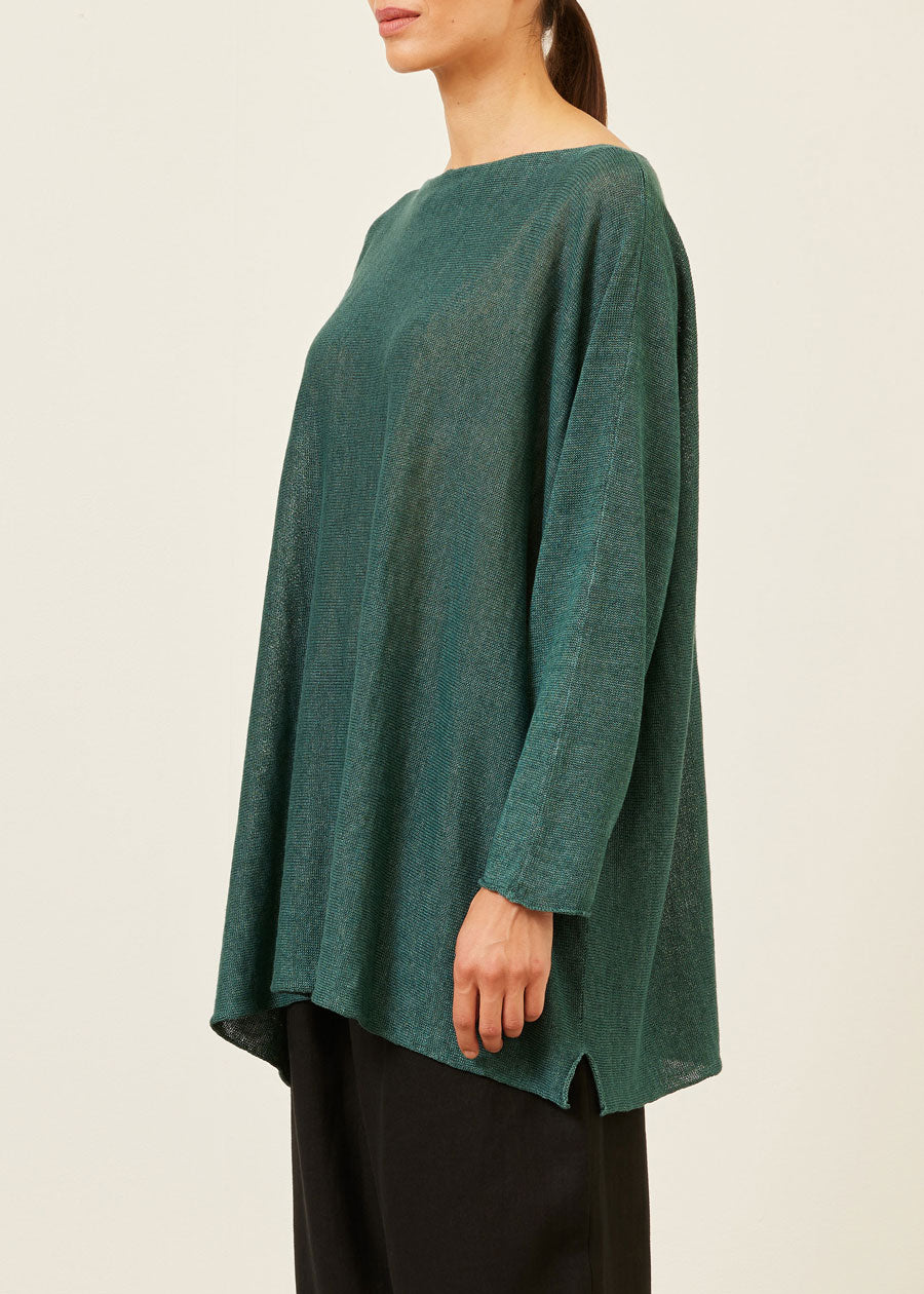 linen sideways knitted sweater - long