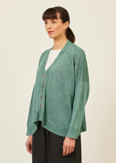 knitted v neck cardigan - mid