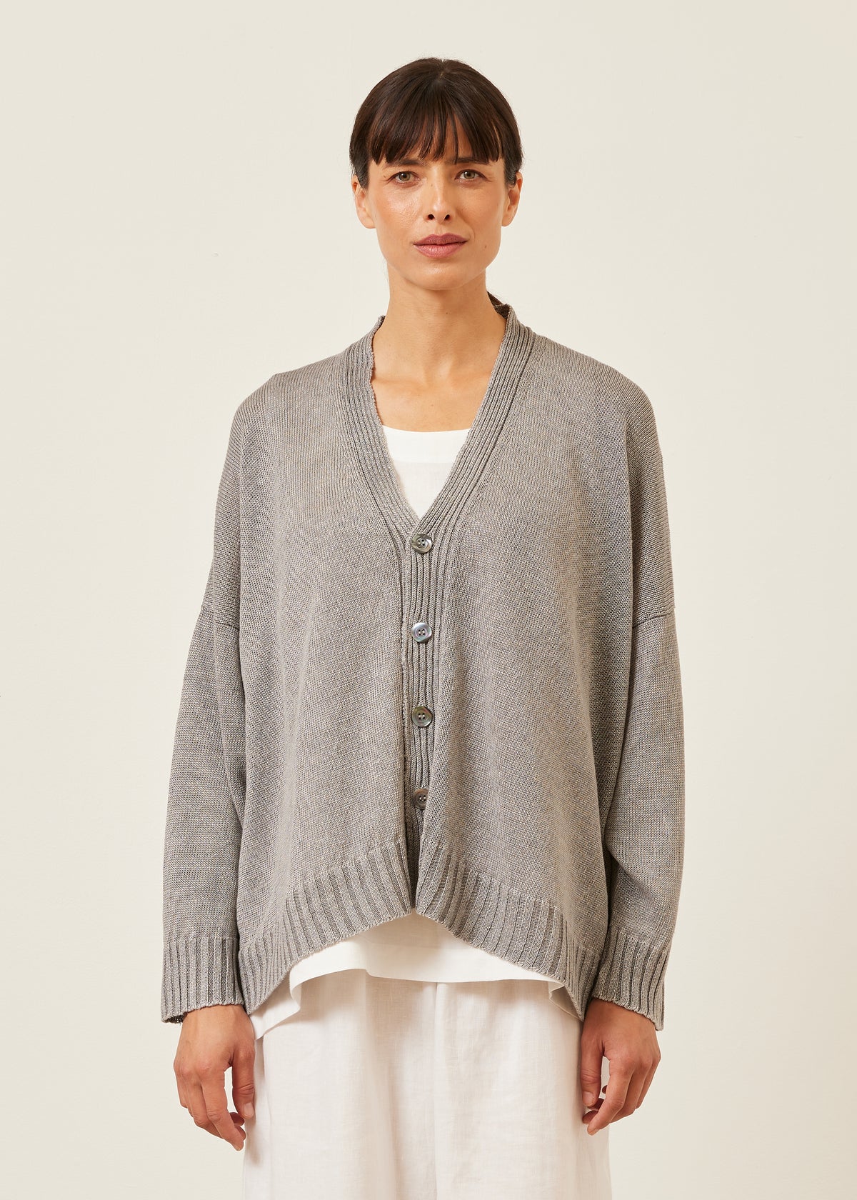 knitted v neck cardigan - mid