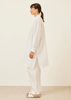 wide a-line shirt with collar - very long with slits