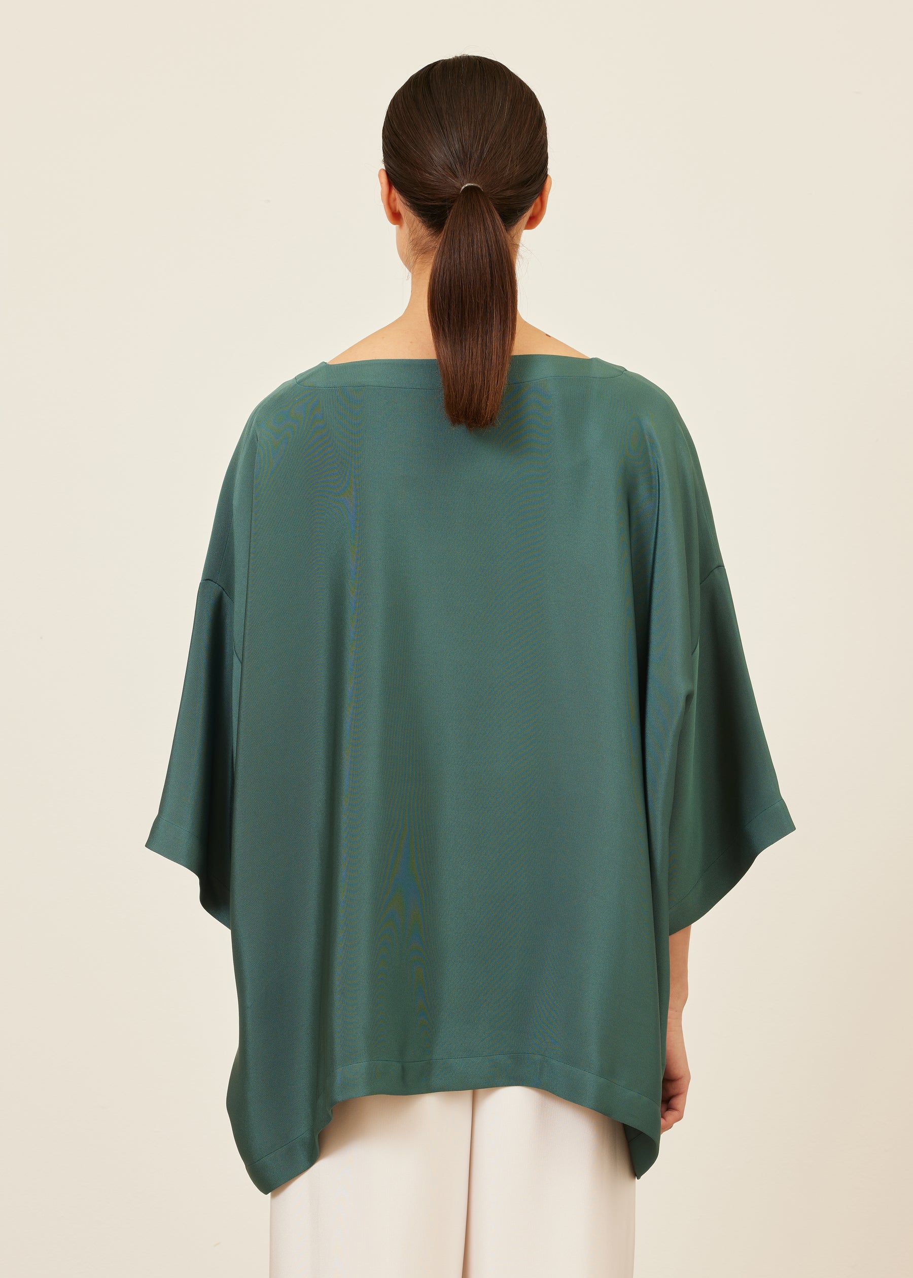 silk 3/4 sleeve bateau neck tunic - long