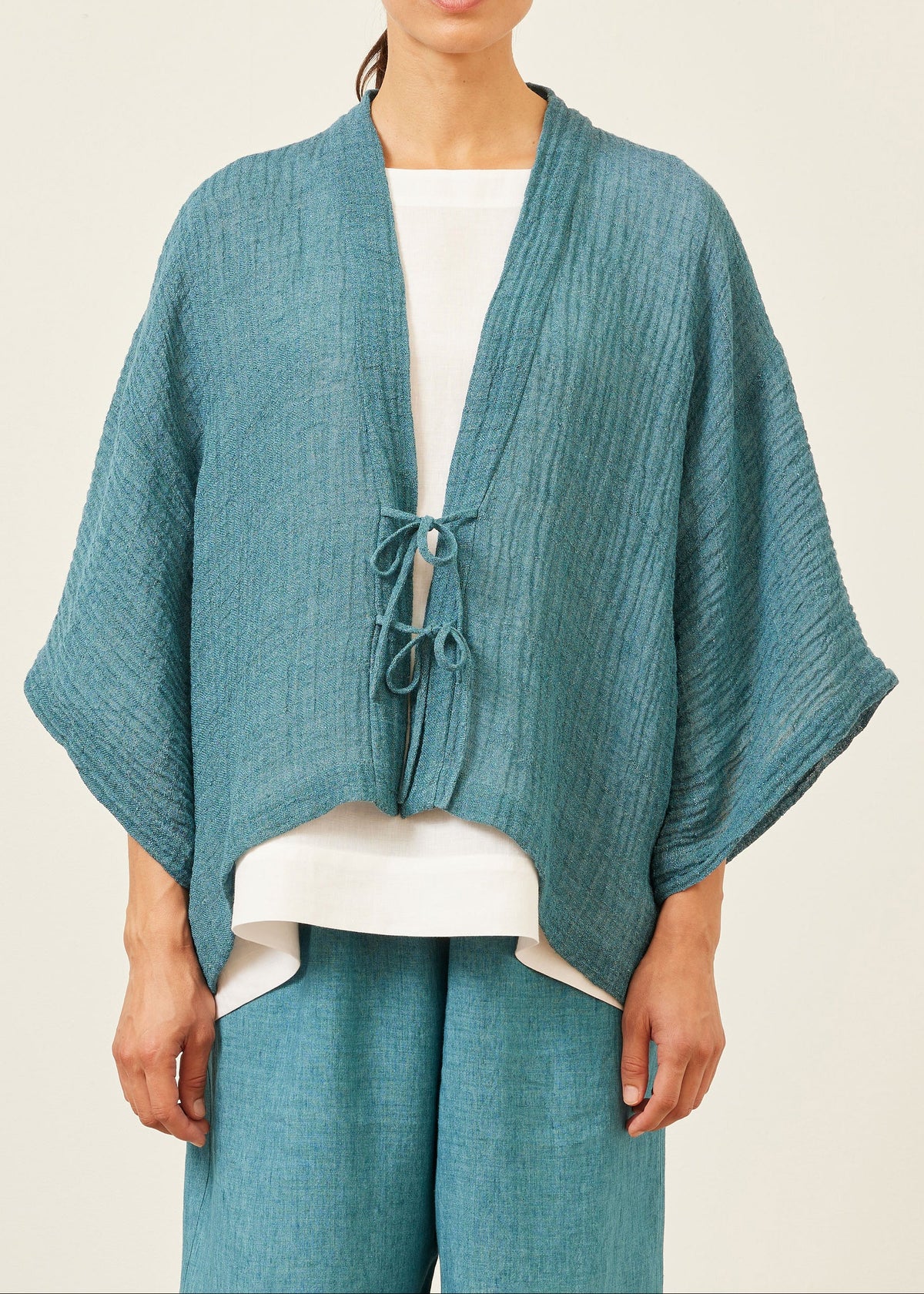 linen gauze shanghai jacket - mid (darkturquoise)