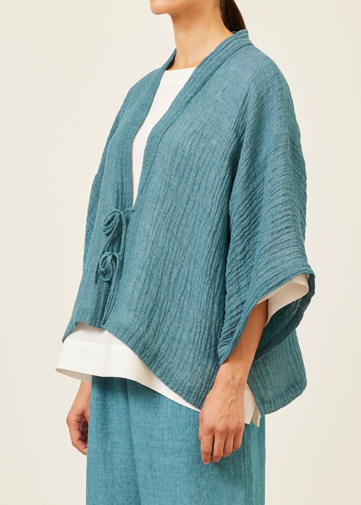 linen gauze shanghai jacket - mid (darkturquoise)