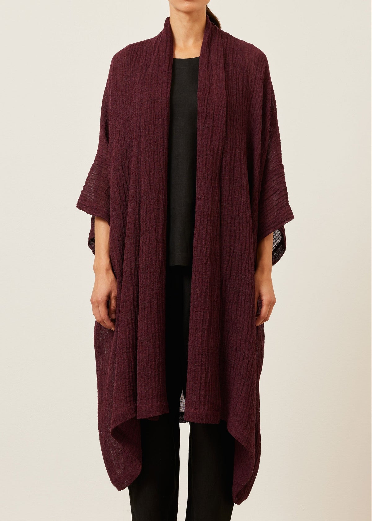 linen gauze wide short sleeve scrunch shawl abbaya coat