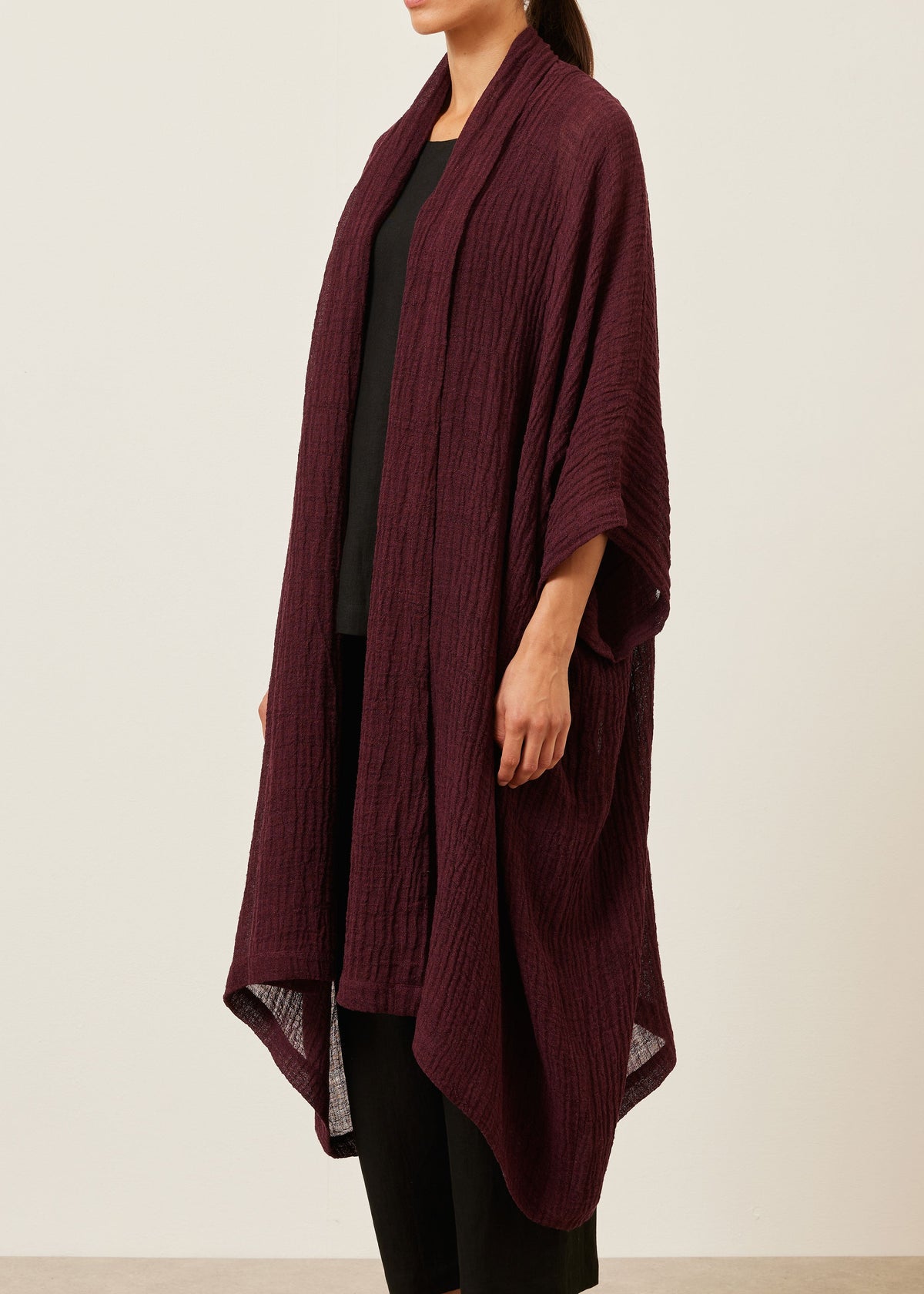 linen gauze wide short sleeve scrunch shawl abbaya coat