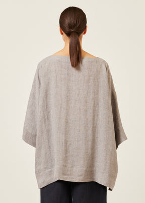 scoop neck 3/4 sleeve top with hem bands - long