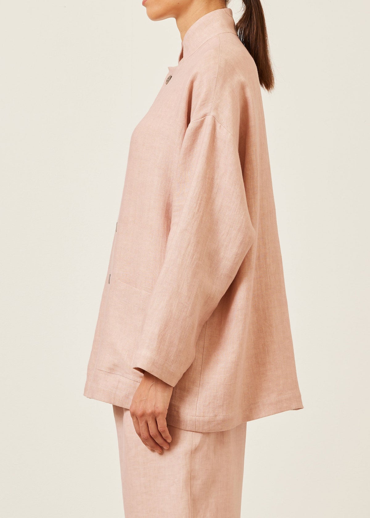 linen achkan' stand collar jacket - long