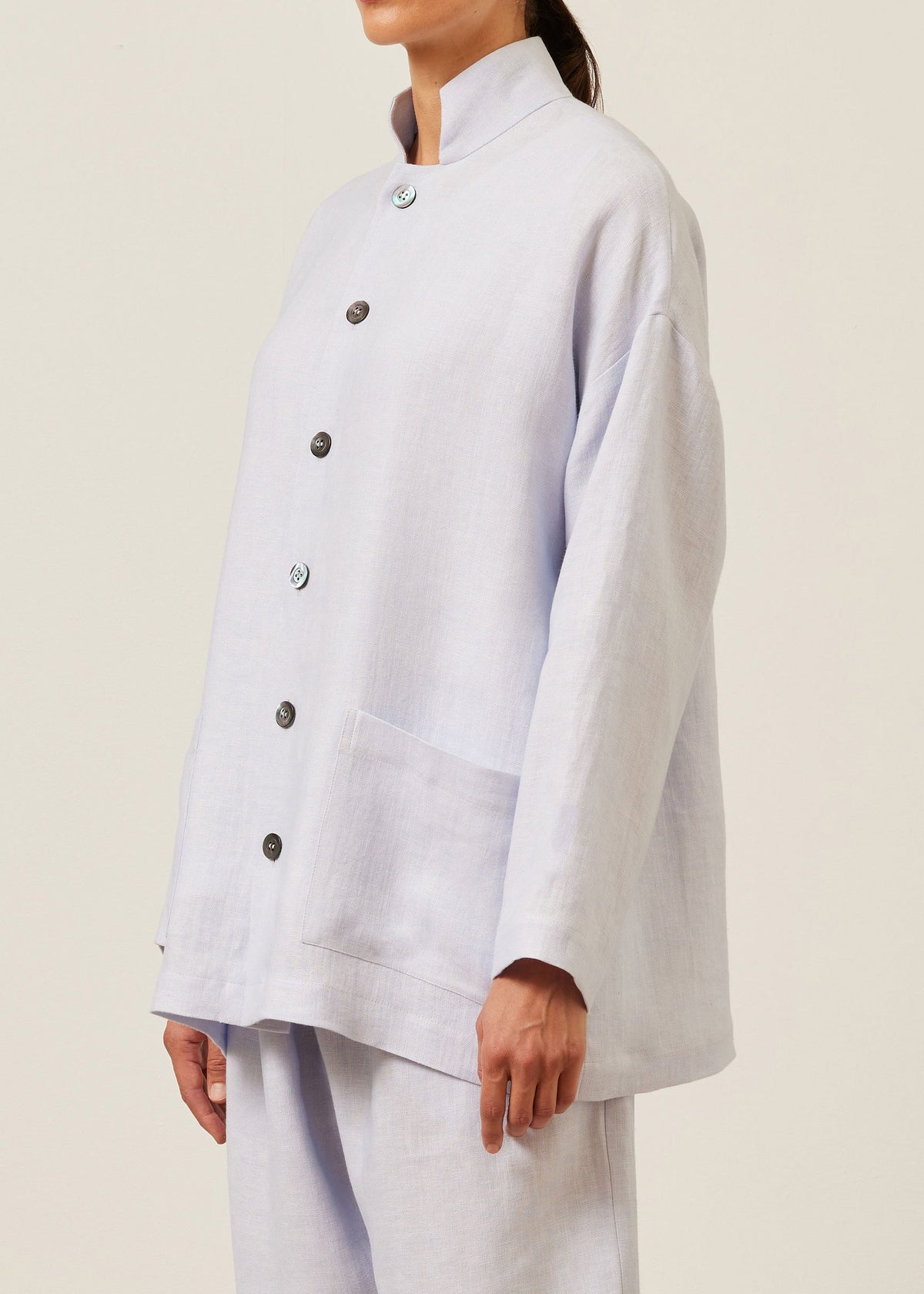 linen achkan' stand collar jacket - long