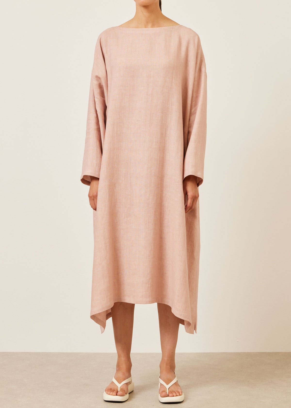 linen wide a-line scoop neck dress