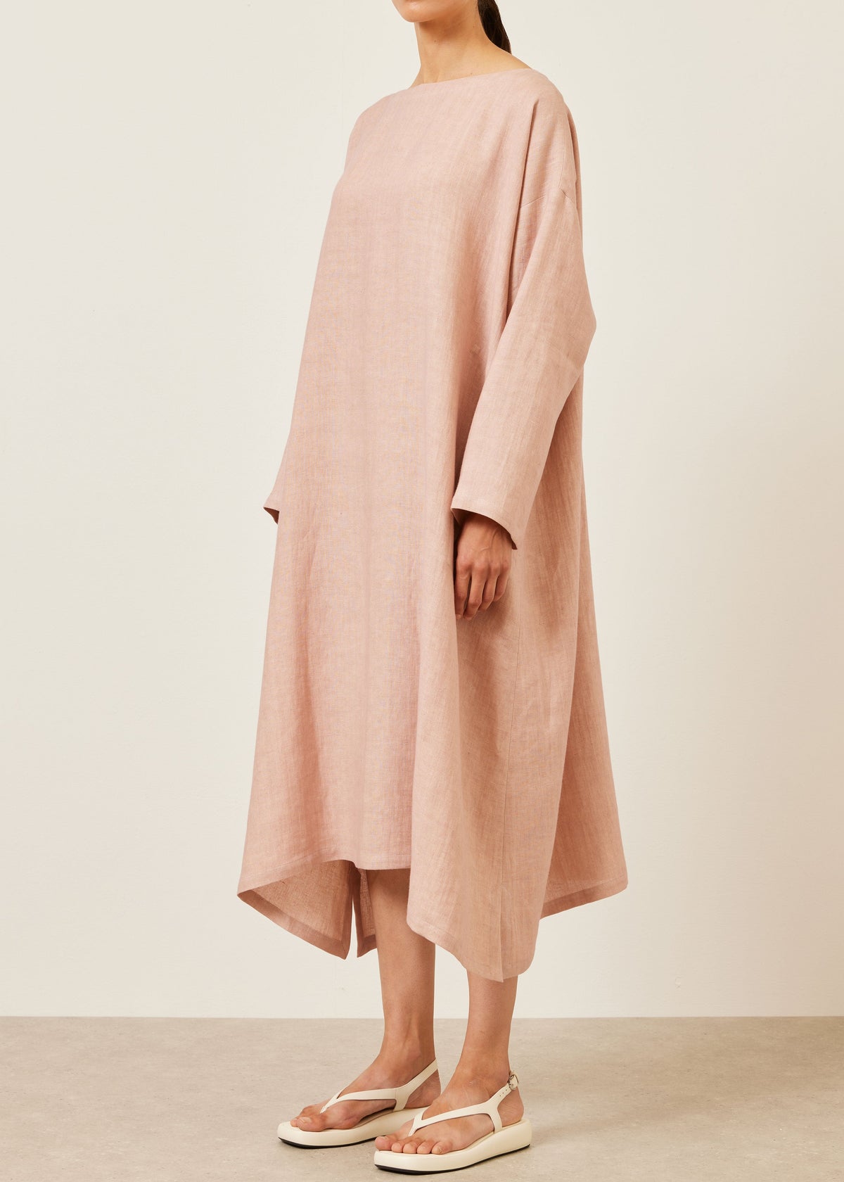 linen wide a-line scoop neck dress