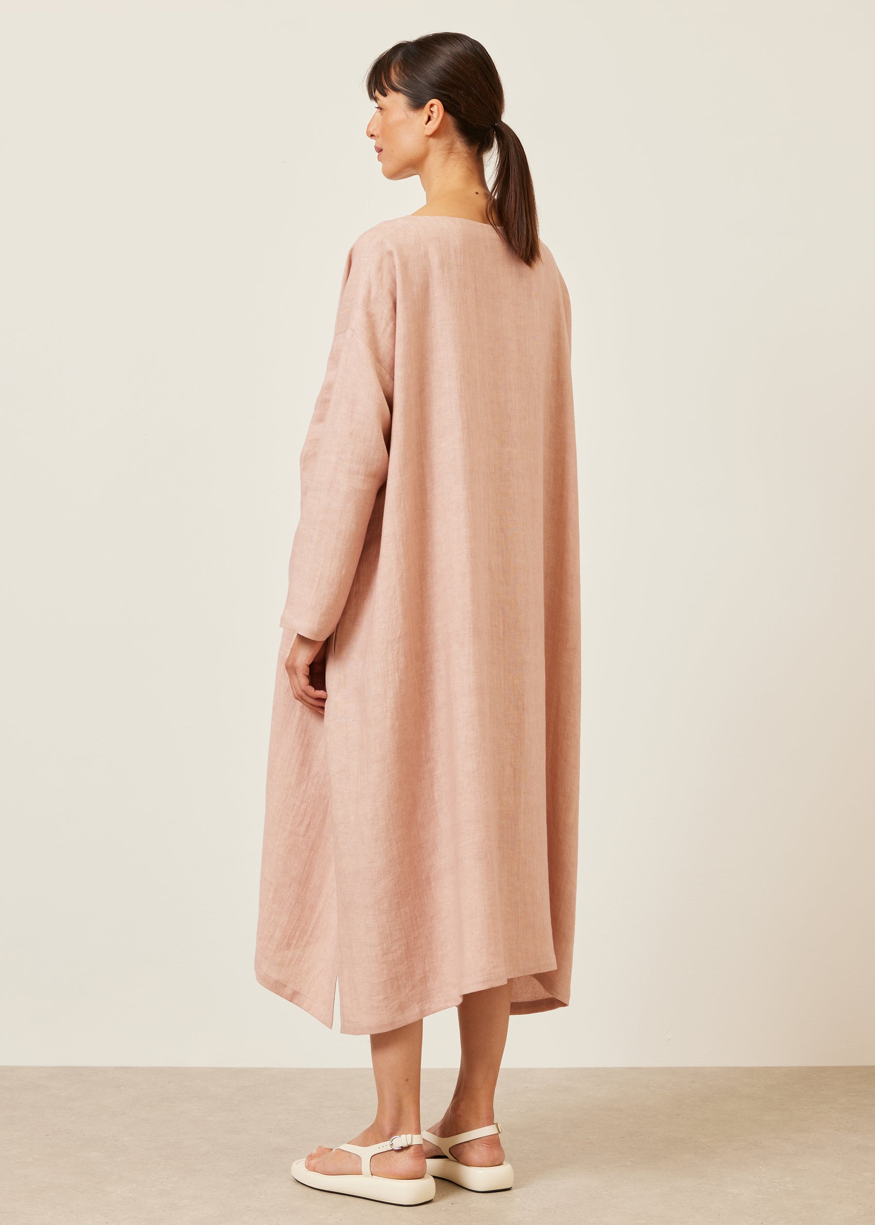 linen wide a-line scoop neck dress