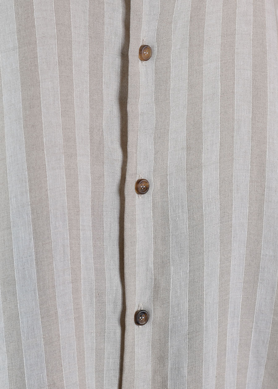 linen slim a-line dbl stand cllr shrt w/stepped ins lng