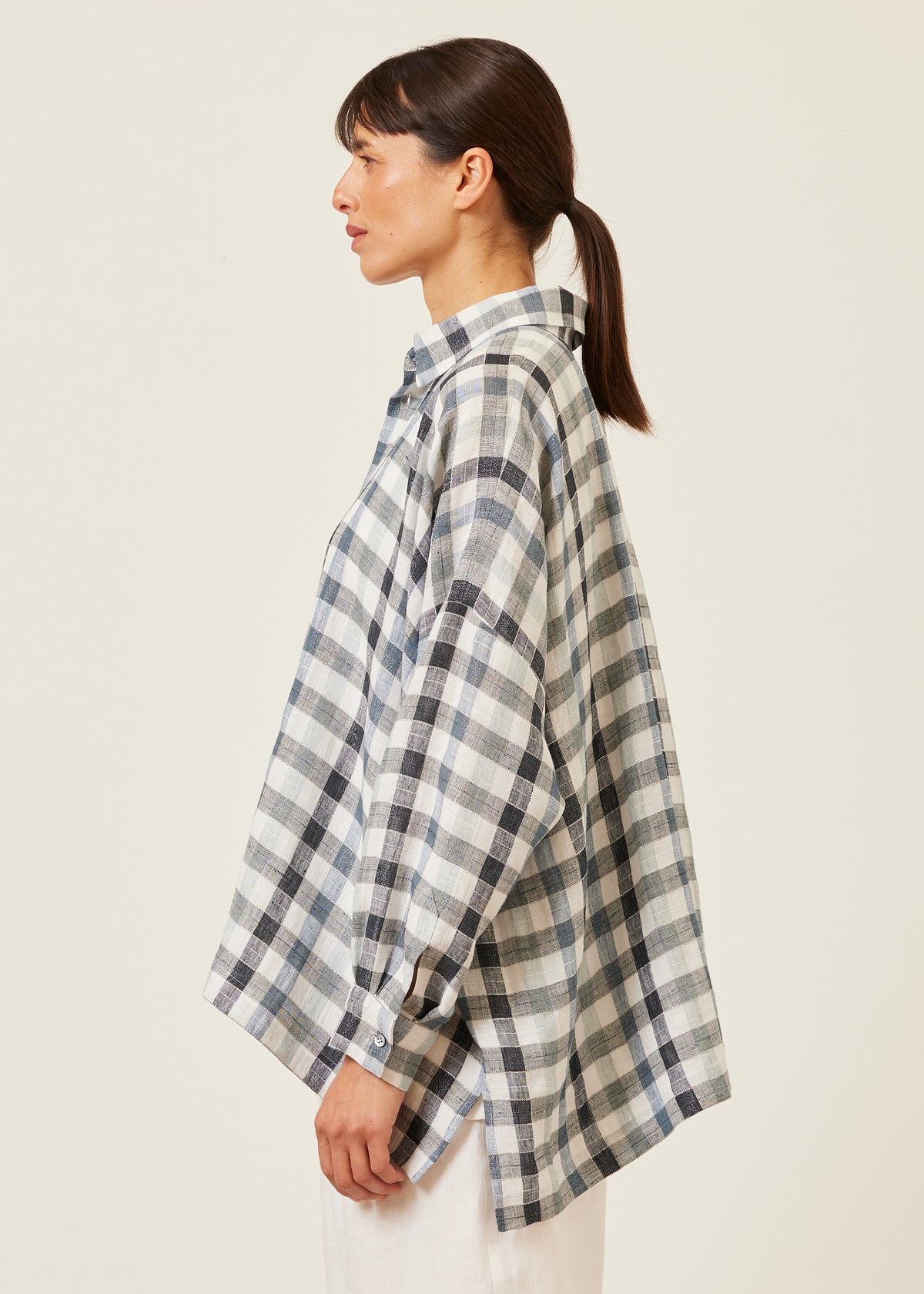wide longer back shirt with collar - mid plus