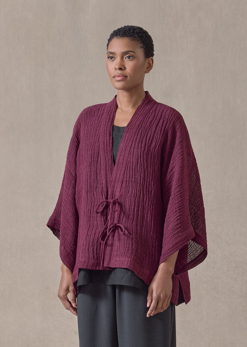 linen gauze shanghai jacket - mid (cochineal)