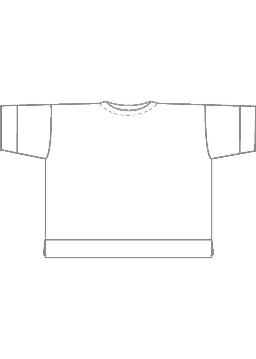 cotton jersey round neck 3/4 sleeve top with hembands - mid plus