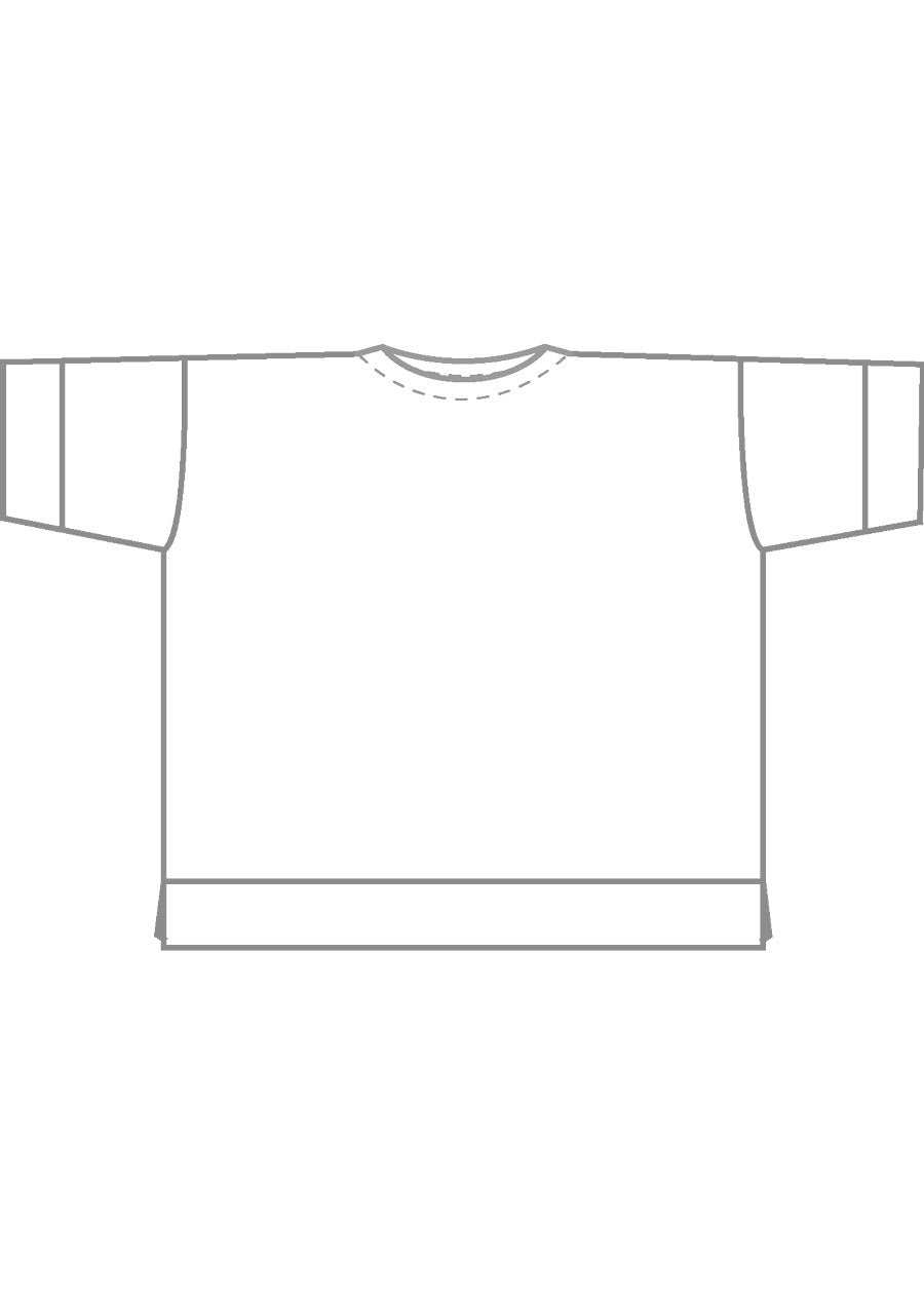 cotton jersey round neck 3/4 sleeve top with hembands - long