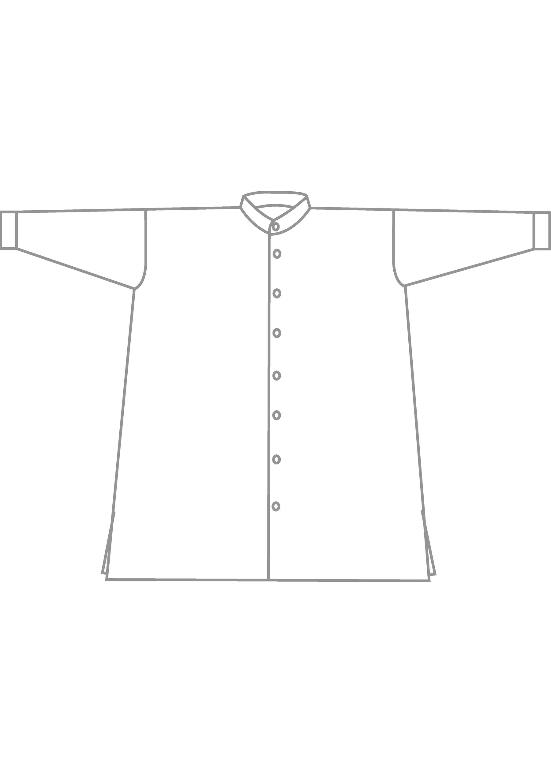 silk wide a-line collarless - very long with slits