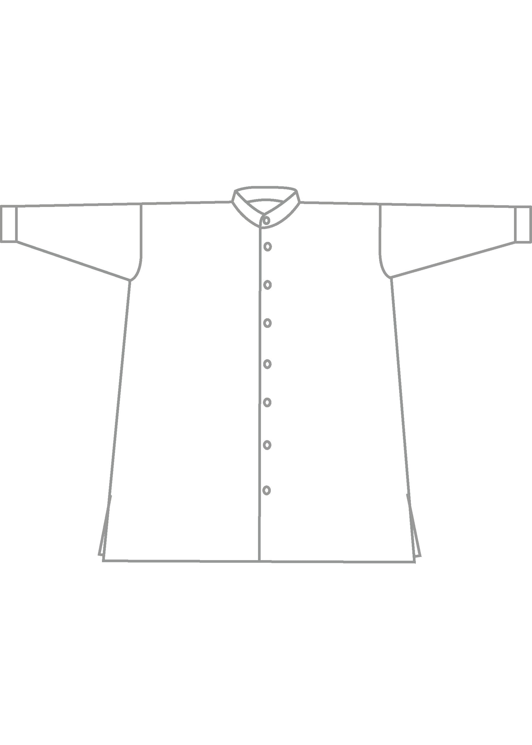 silk wide a-line collarless shirt - very long with slits