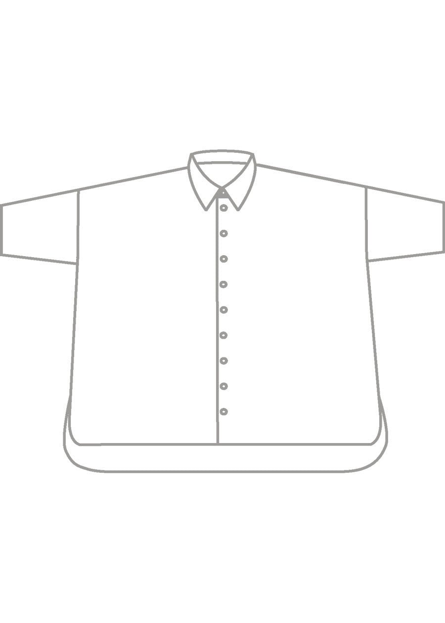 linen sloped shoulder wide a-line short sleeve shirt with collar - long