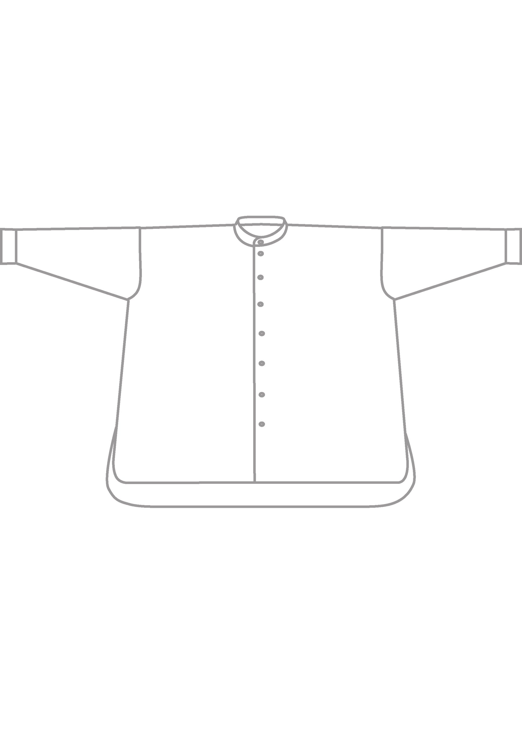 linen wide a-line collarless classic shirt - long plus