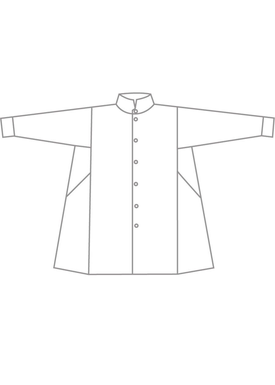 linen caucasus shirt with notch collar - long plus
