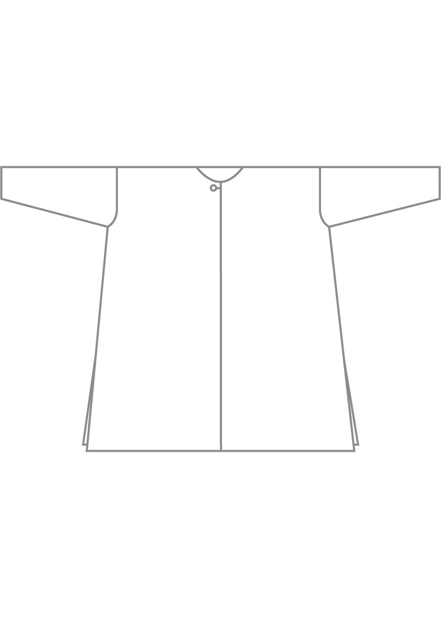 linen wide a-line bound neck shirt - very long with slits