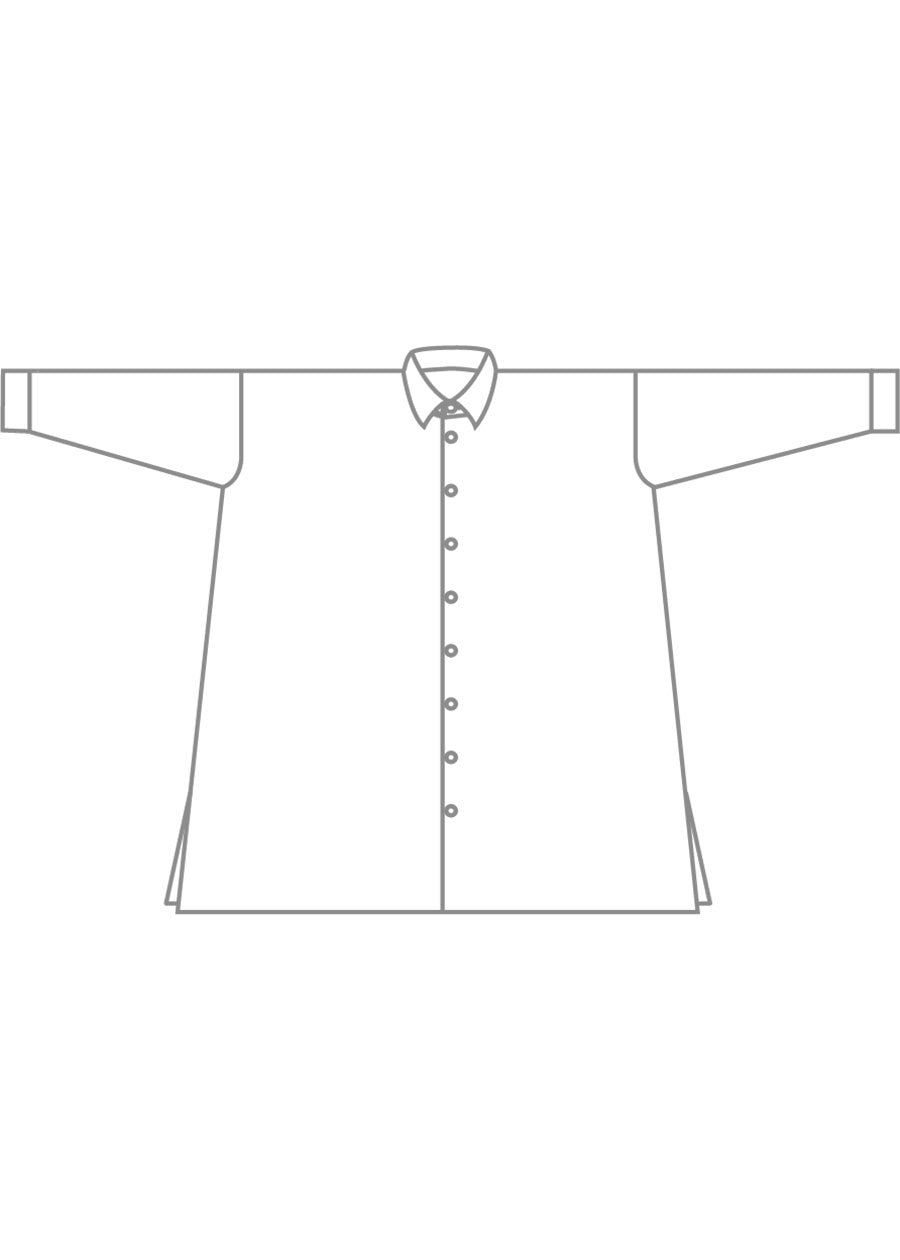 linen wide a-line shirt with collar - very long with slits