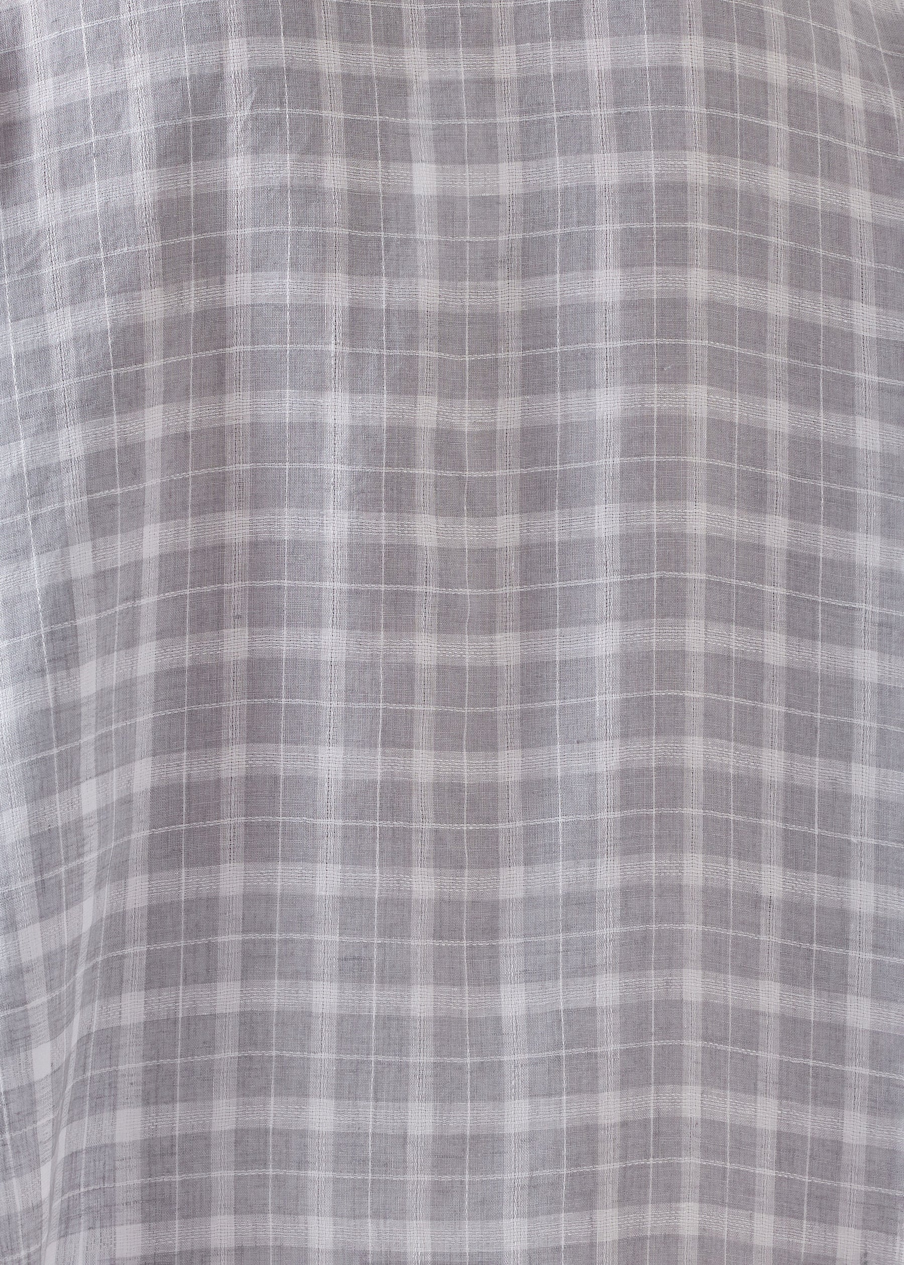 linen wide a-line collarless shirt - very long with slits