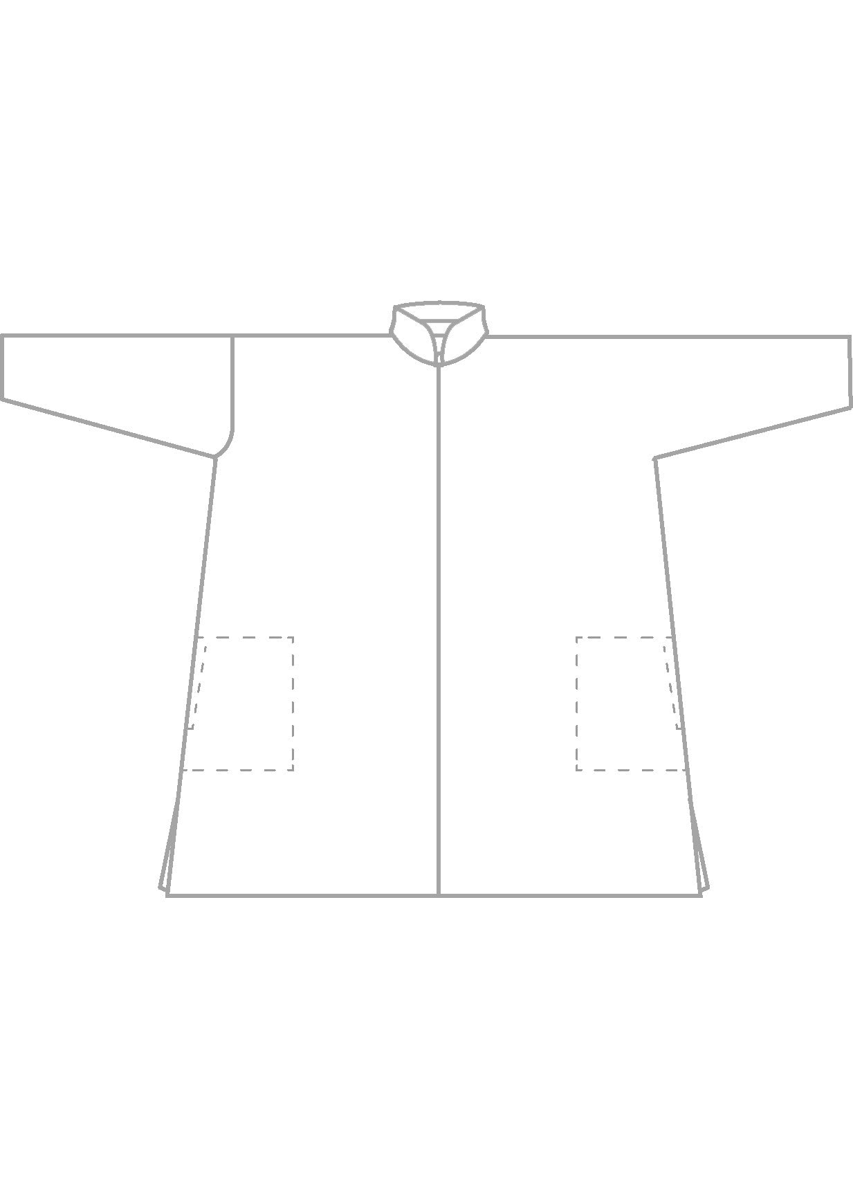 silk wide a-line double stand collar shirt - very long with slits