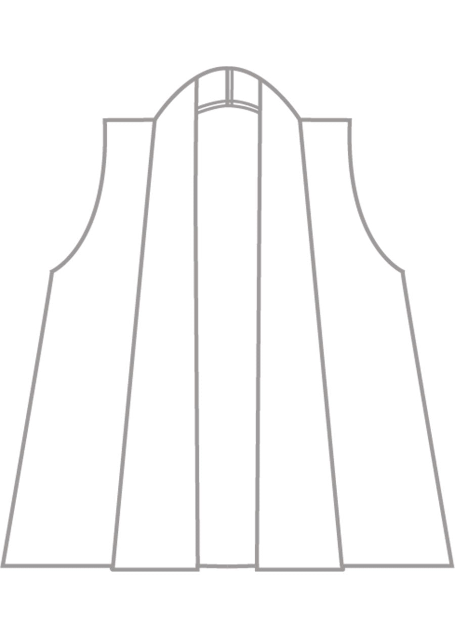 linen wool mix a-line scrunch shawl collar waistcoat - long