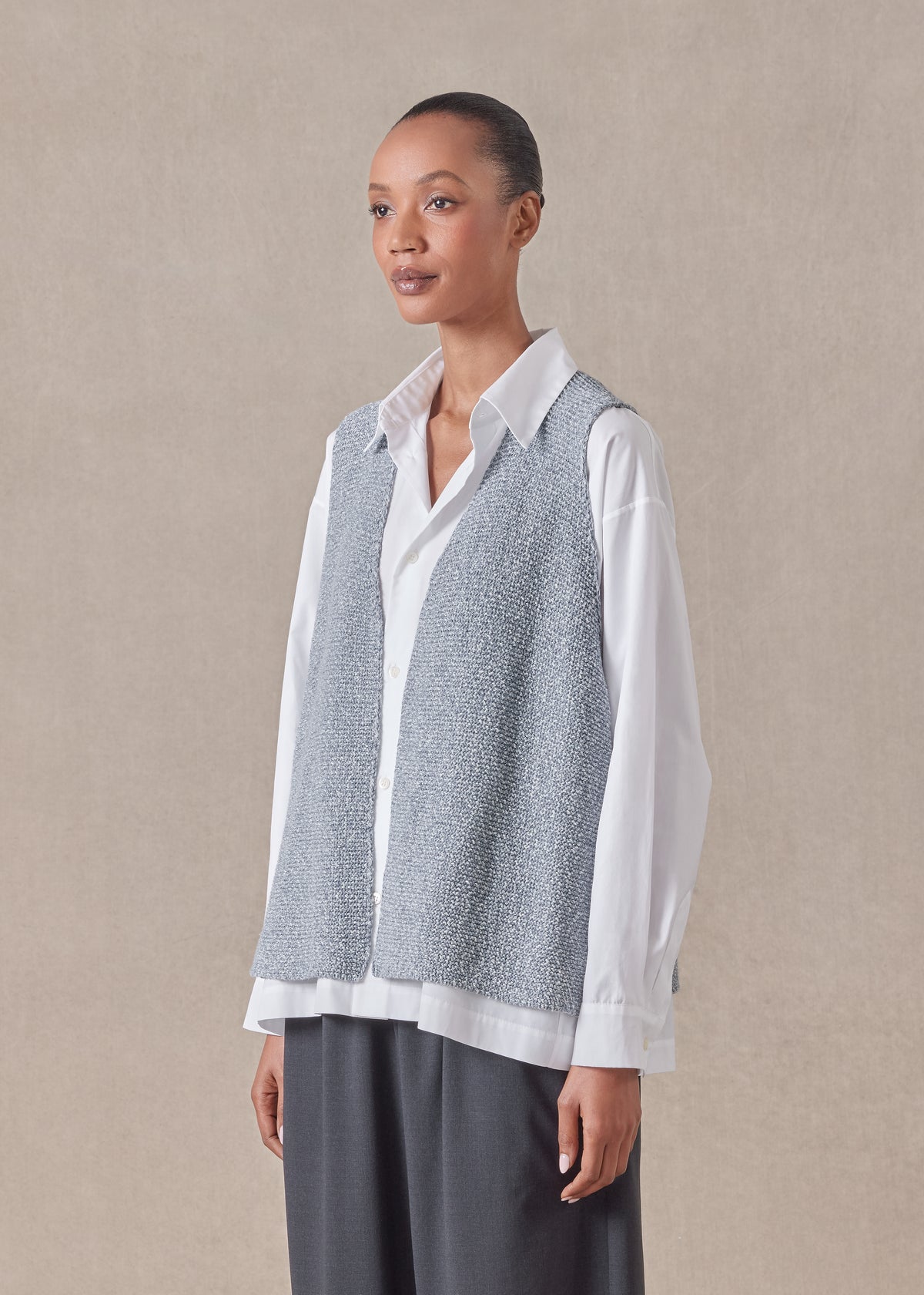 cotton open waistcoat - mid (jean)