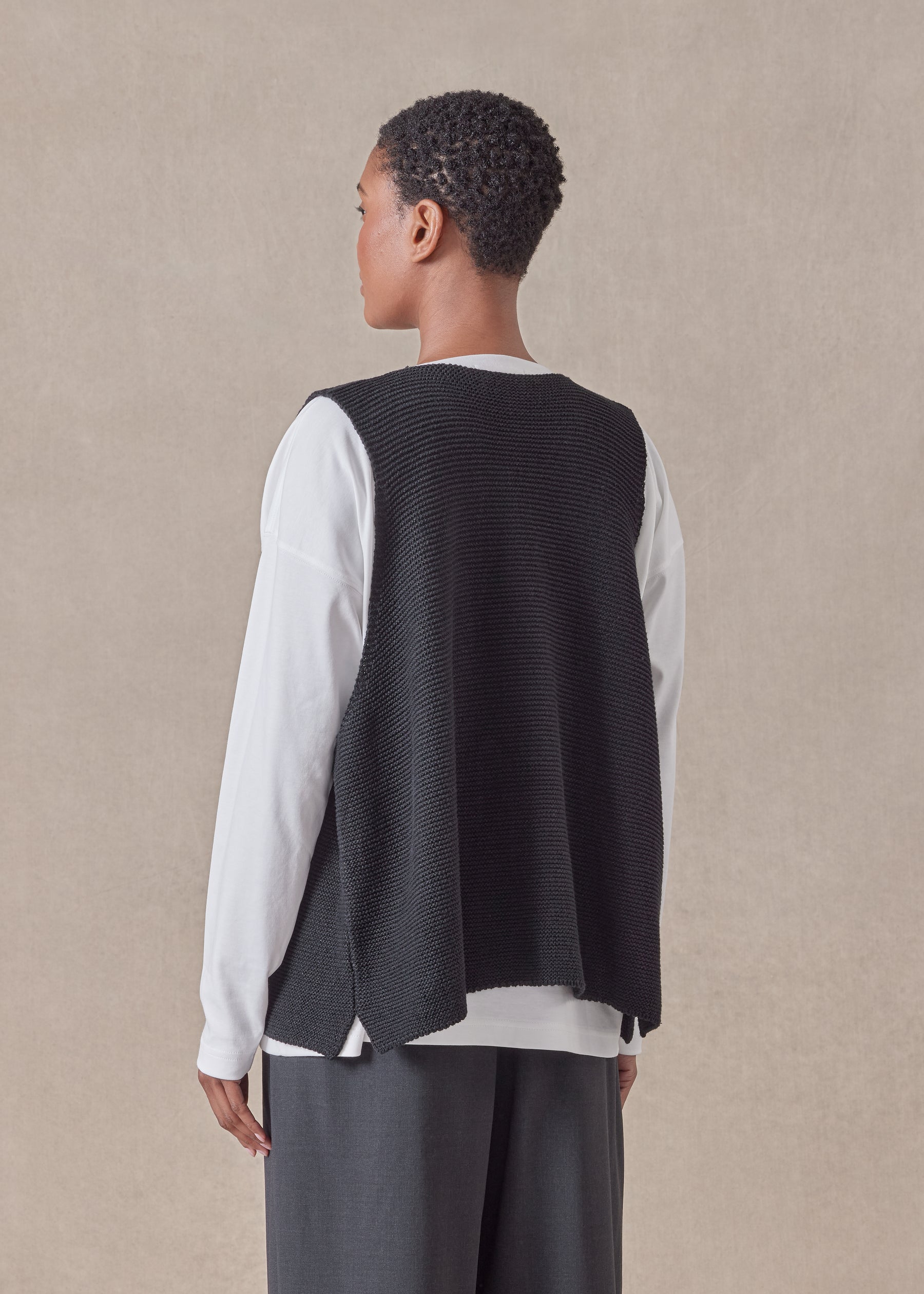 cotton linen mix open waistcoat - mid