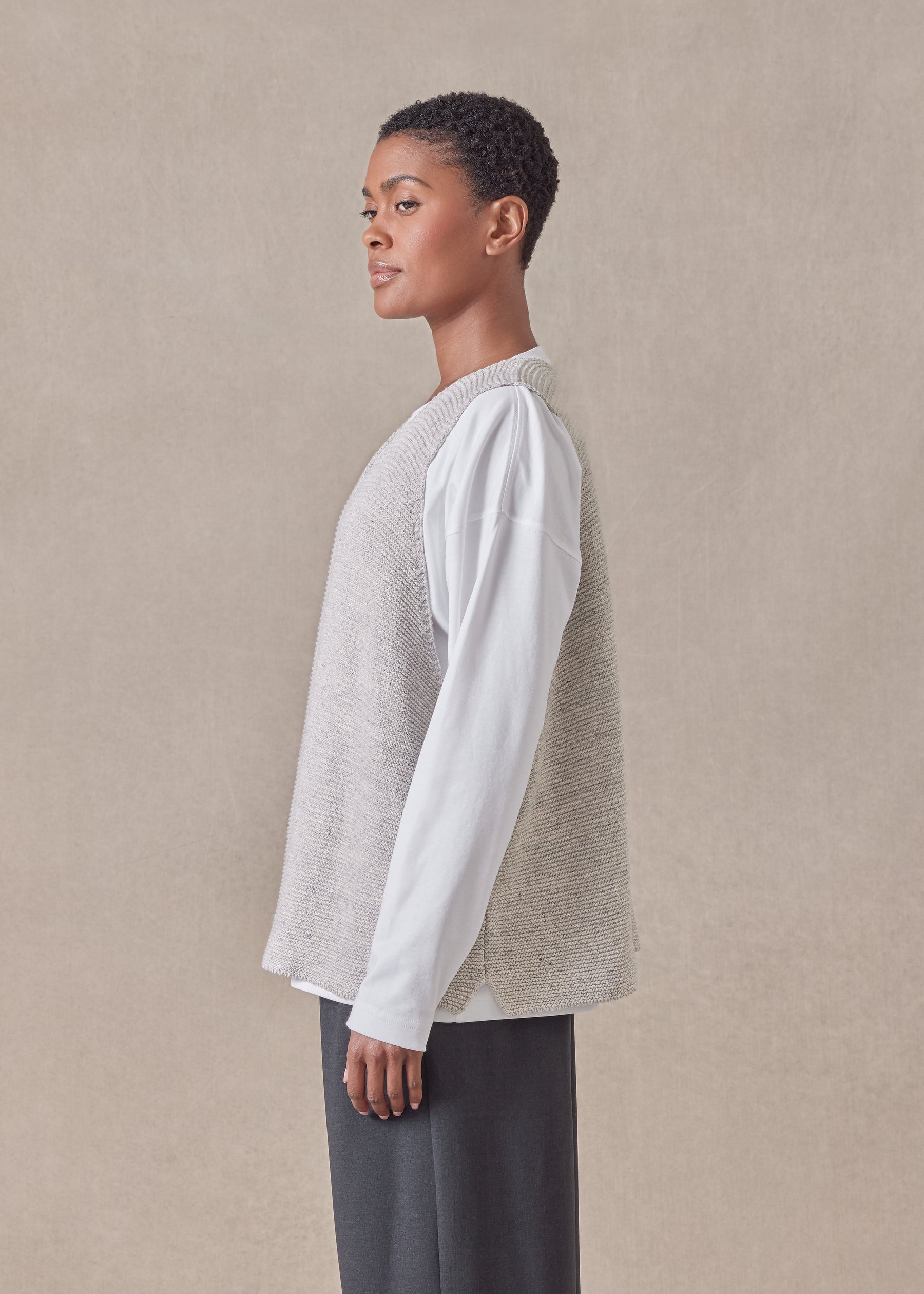 cotton linen mix open waistcoat - mid