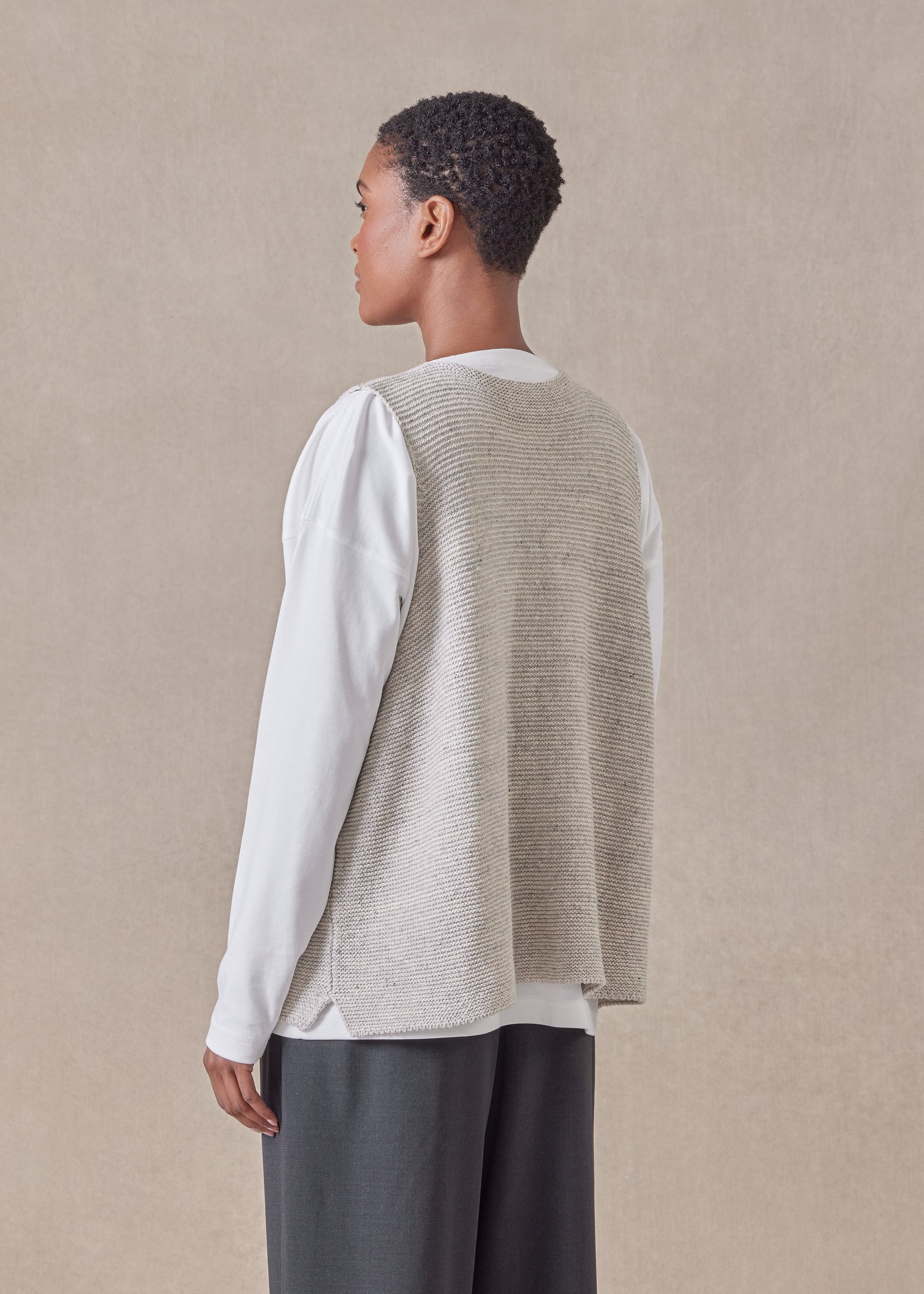 cotton linen mix open waistcoat - mid