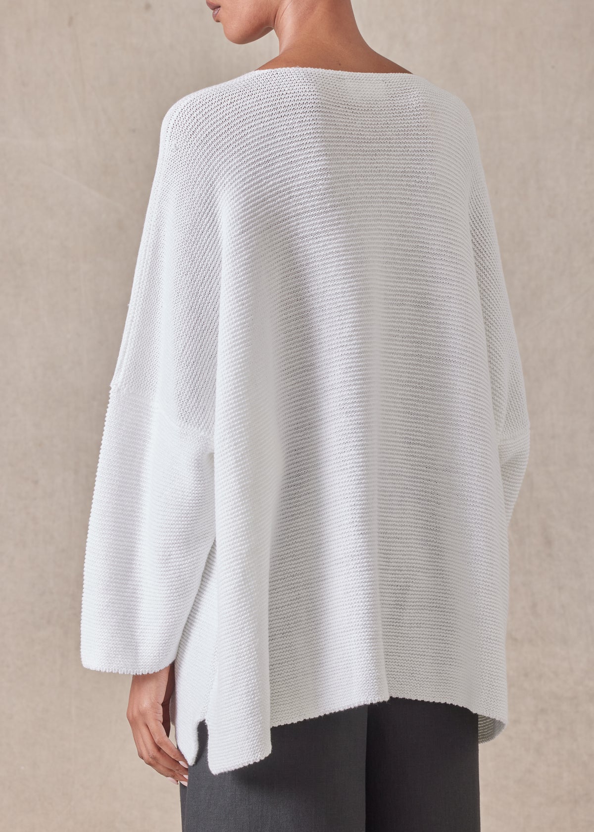 cotton linen mix bateau neck sweater - mid plus